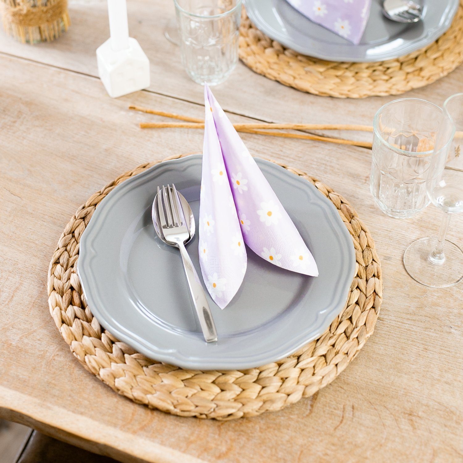 HMF Platzset Tischset rund, geflochten aus Wasserhyazinthe, (4 Stück, Set), günstig online kaufen