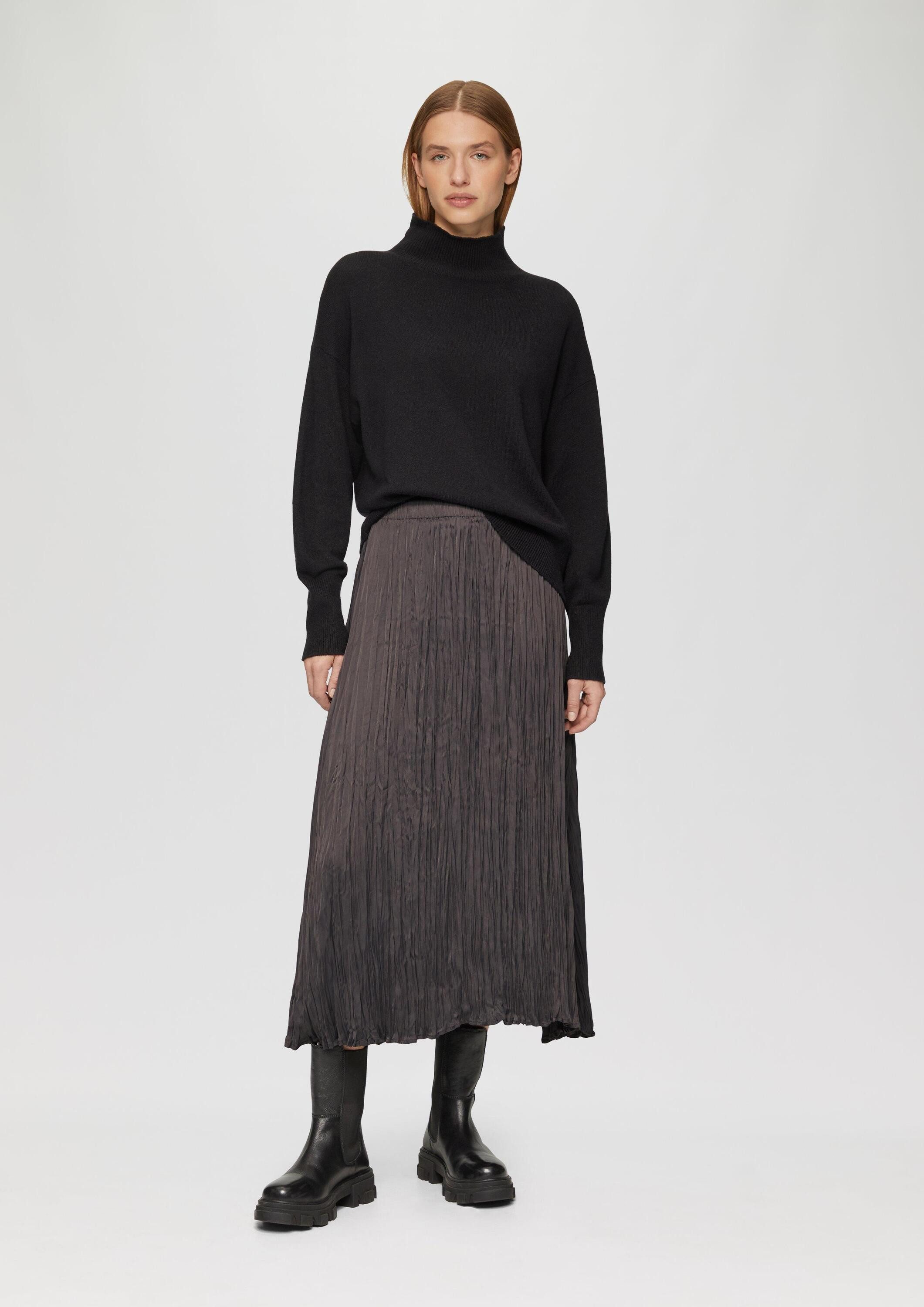 s.Oliver Maxirock Rock Plissierter Midirock aus Satin günstig online kaufen