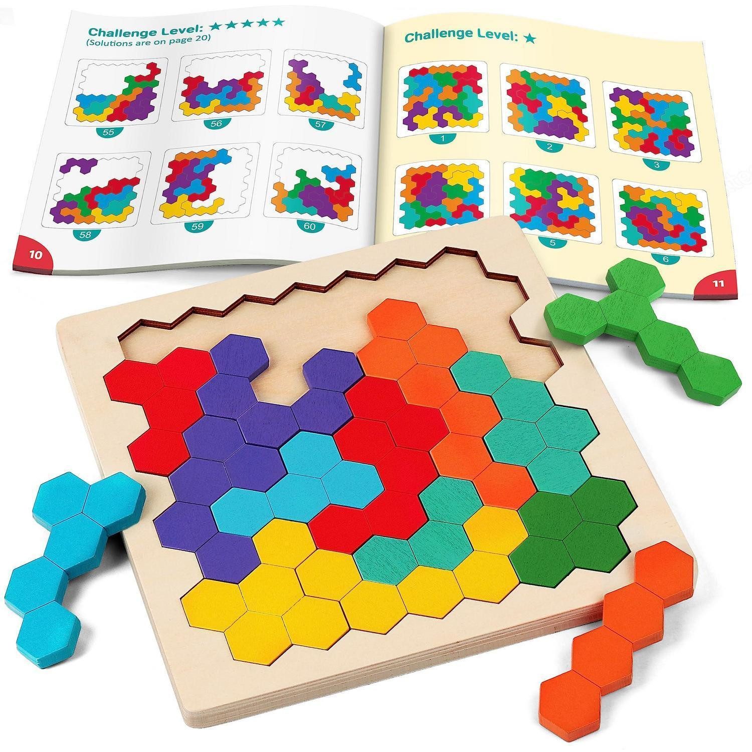 LuxusKollektion 3D-Puzzle Holz Puzzle Farben Muster IQ Spiel, Puzzleteile