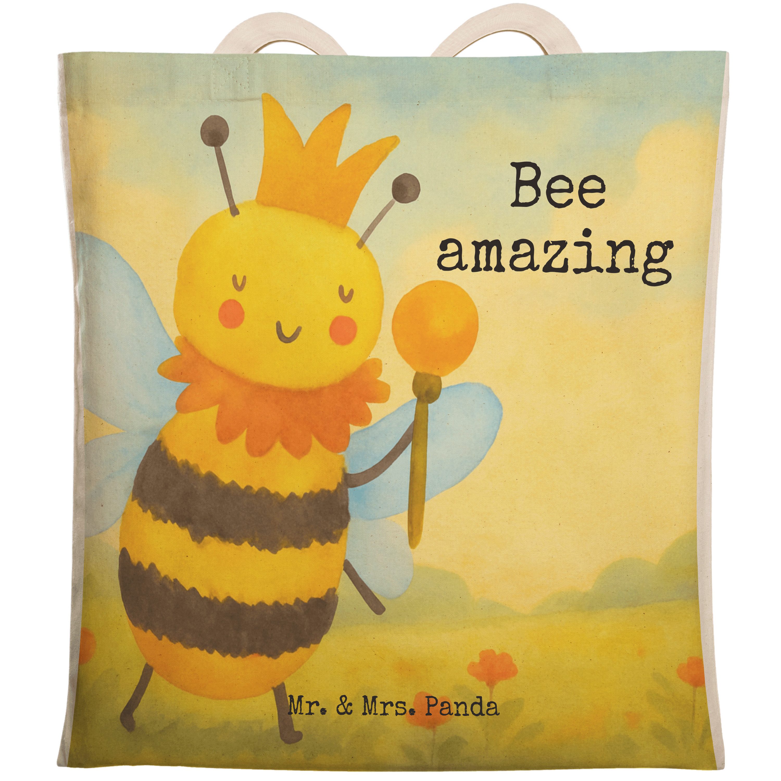 Tragetasche Biene König Design, Tote Bag, Weiß, Wespe, Tasche, Beutel, Beuteltasc