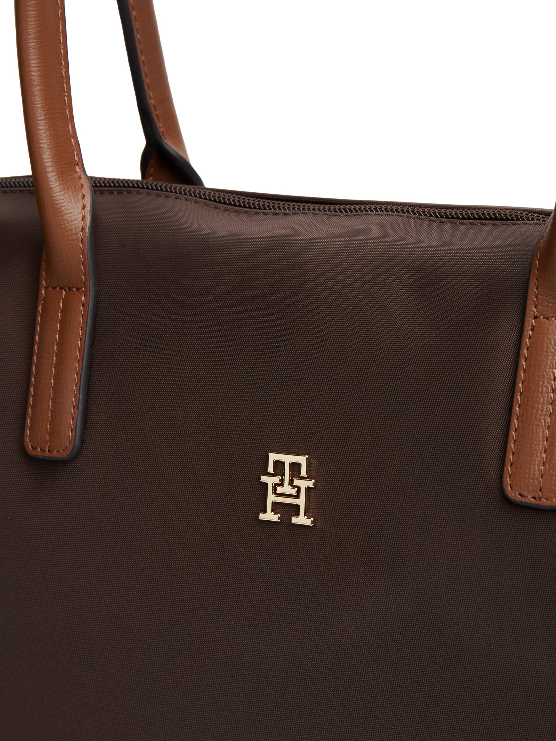 Tommy Hilfiger Tragetasche POPETTE TOTE, Damen Handtasche, Schultertasche mit kontrastfarbigen Henkeln