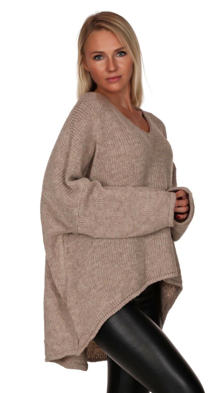 Charis Moda Strickpullover V-​Ausschnitt im Oversized Look vorne kurz hinte günstig online kaufen