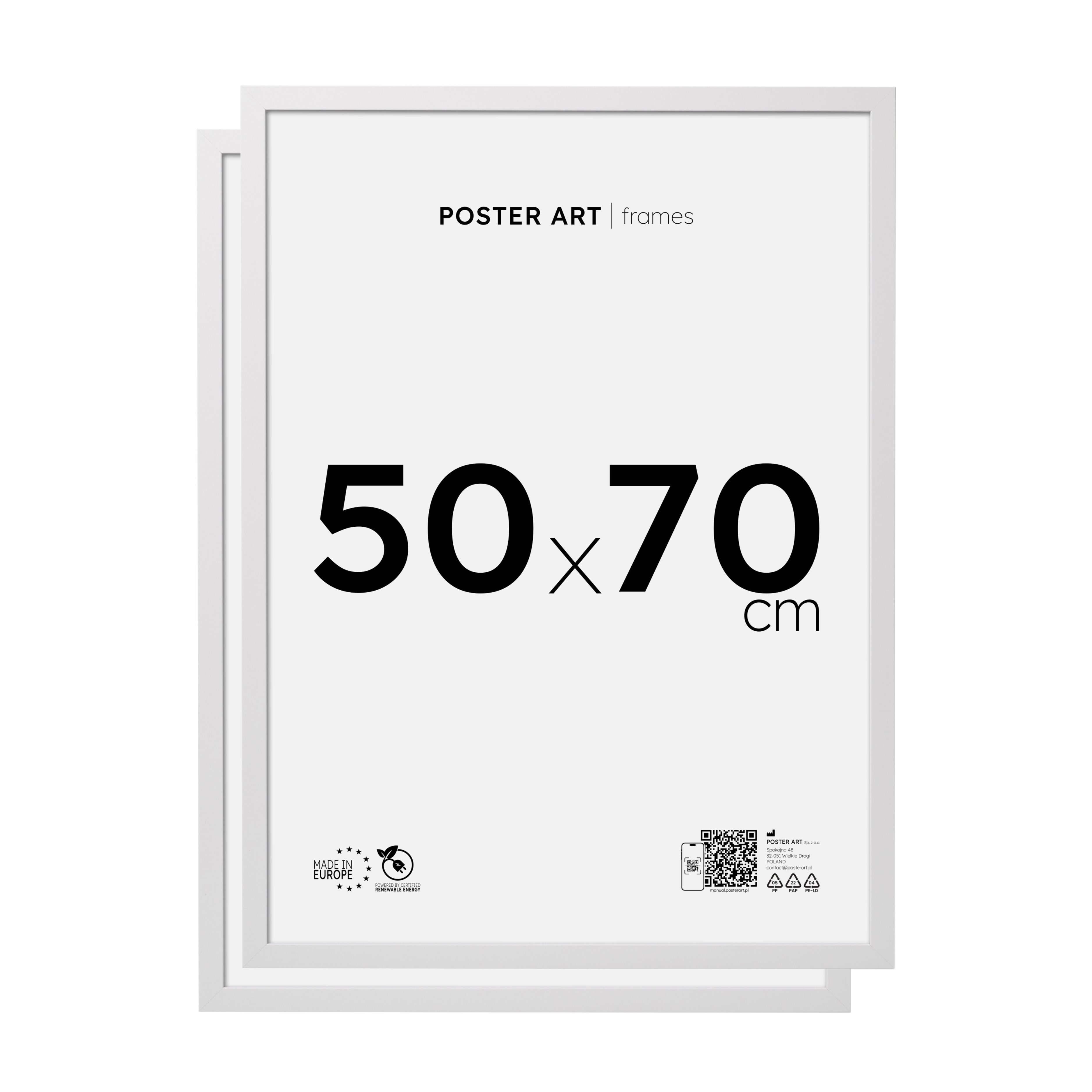 POSTER ART Bilderrahmen-Set 50x70 cm aus MDF mit Kunststoffglas für Poster & Puzzles, (Set, 2 St), Bilderrahmen 50x70 cm