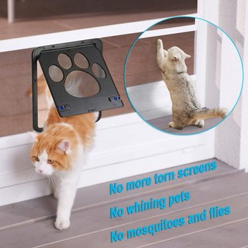 CALIYO Haustierklappe Haustierklappe Fliegengitter mit Magnet Hundeklappe Katzenklappe, für Fliegengittertür Abschließbar Haustiertür für Katzen/ Hunde