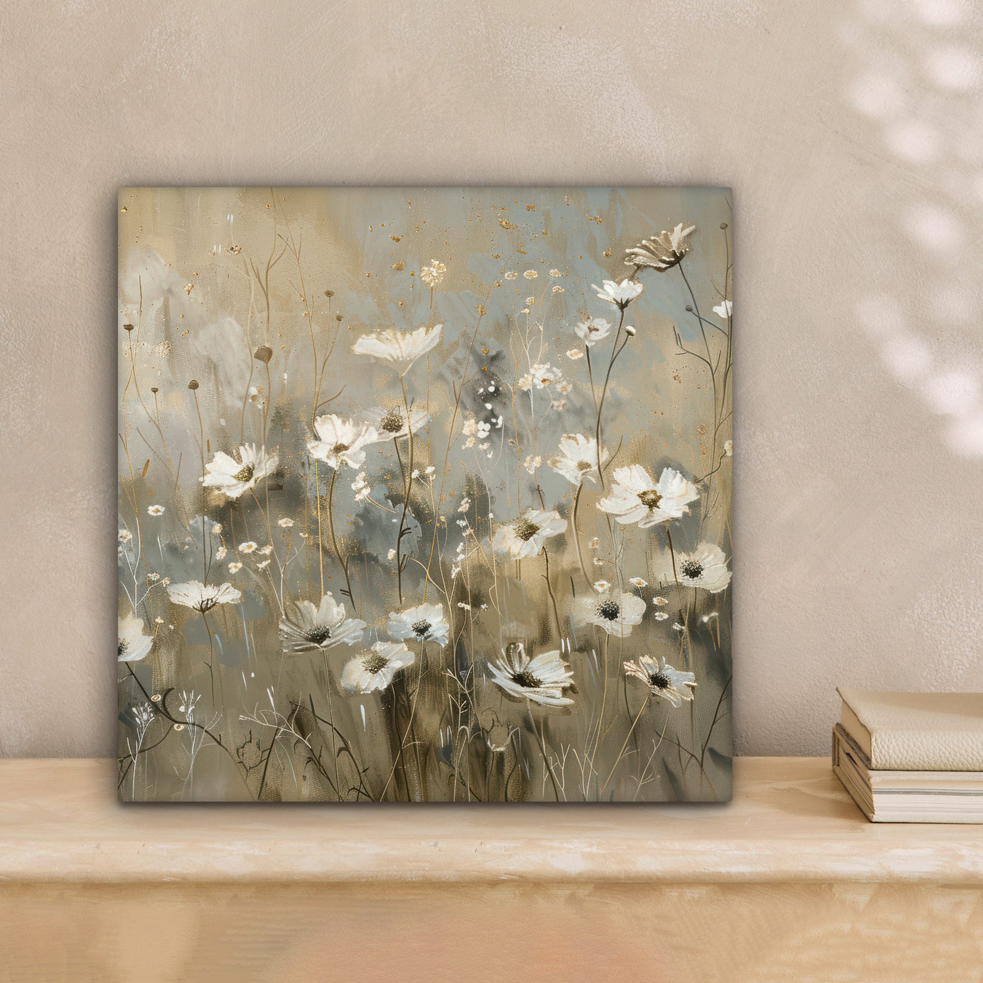 OneMillionCanvasses® Leinwandbild Blumen - Weiß - Natur - Grau - Modern, Fo günstig online kaufen
