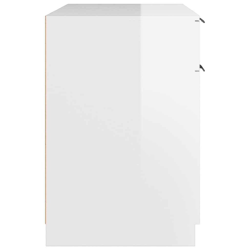 Holzwerkstoff 100x50x75 furnicato Schreibtisch Hochglanz-Weiß cm