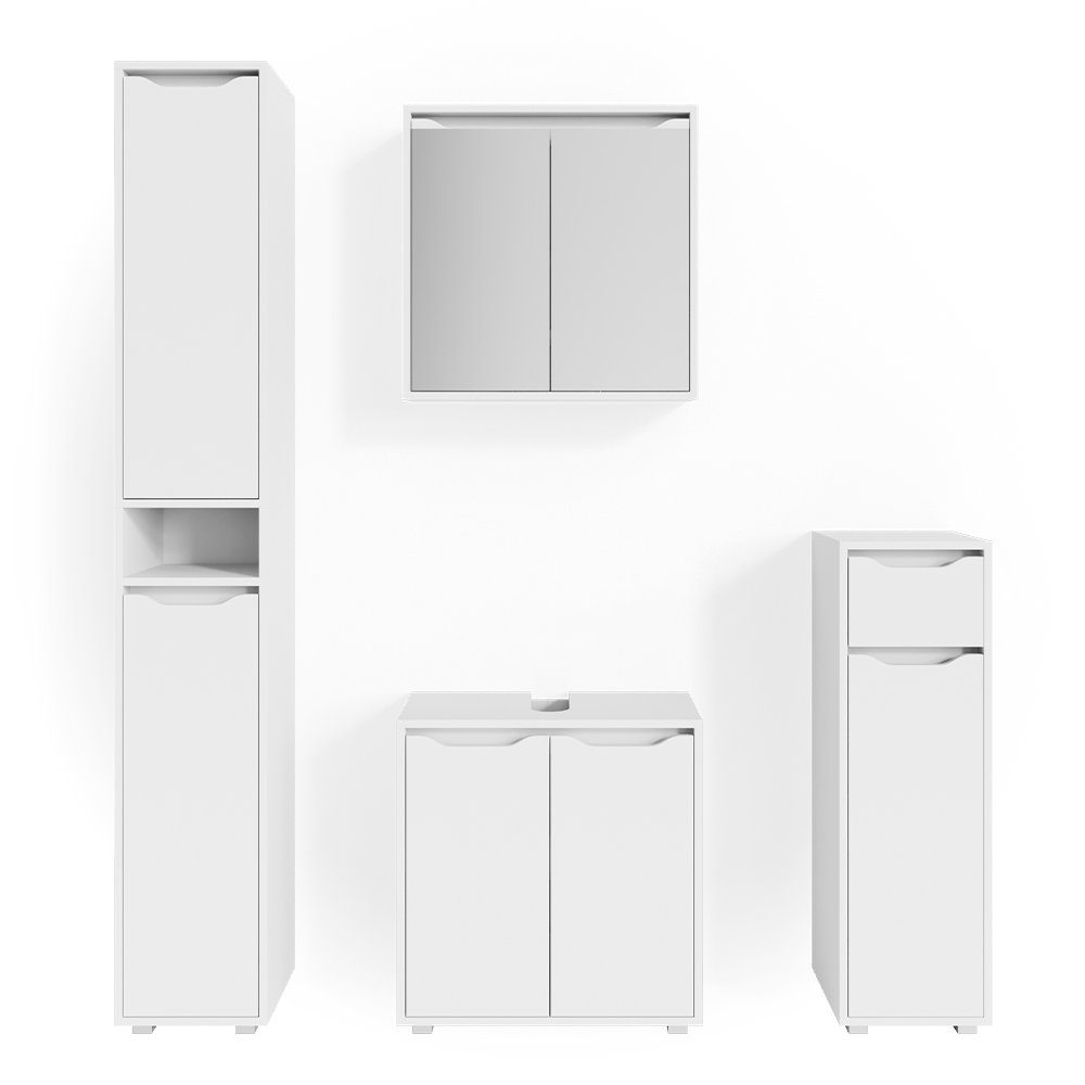 Vicco Badmöbel-Set Ruben, Weiß, 4 Teile, (4-er Set, 4-St., 4er Set)