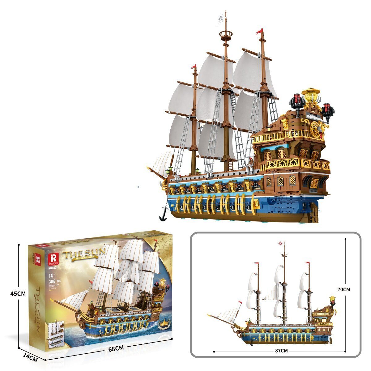 Reobrix Reobrix 66011A Segelschiff Klemmbaustein Modellbausatz 3162 Teile Spielbausteine – Bild 5 von 5