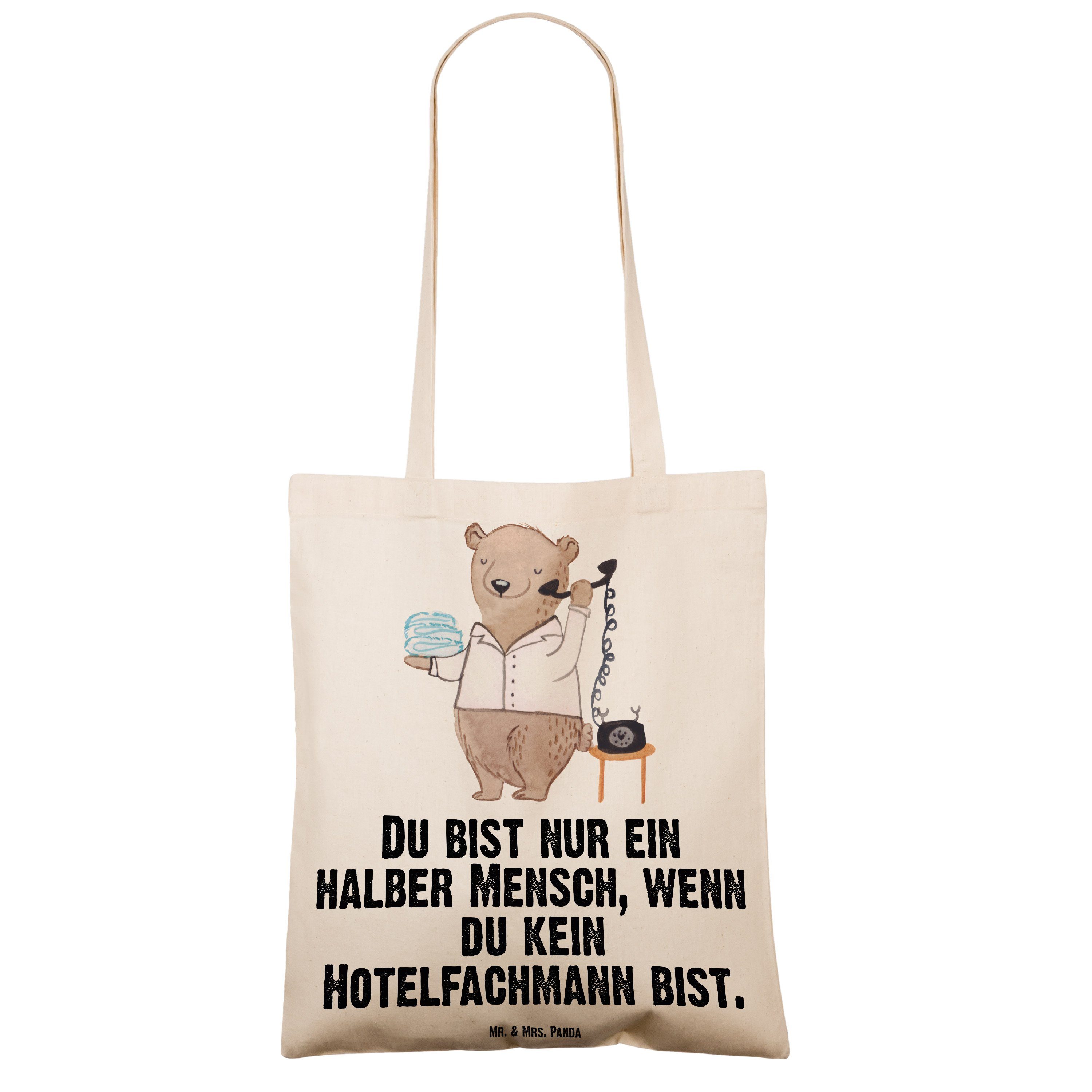 - Jute (1-tlg) Hotelfachmann Herz & Hoteleröffnung, mit Transparent Geschenk, Panda Mrs. Mr. - Tragetasche
