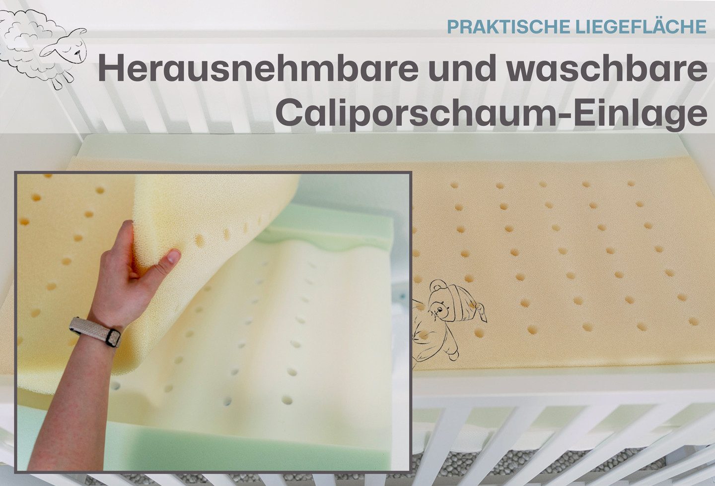 Kindermatratze Baby- und Kindermatratze Ravensbärchen 70 x 1..., RAVENSBERGER Matratzen, 9 cm hoch, 70x140 cm mit Baumwoll-Doppeltuch-Bezug ANTIMON frei