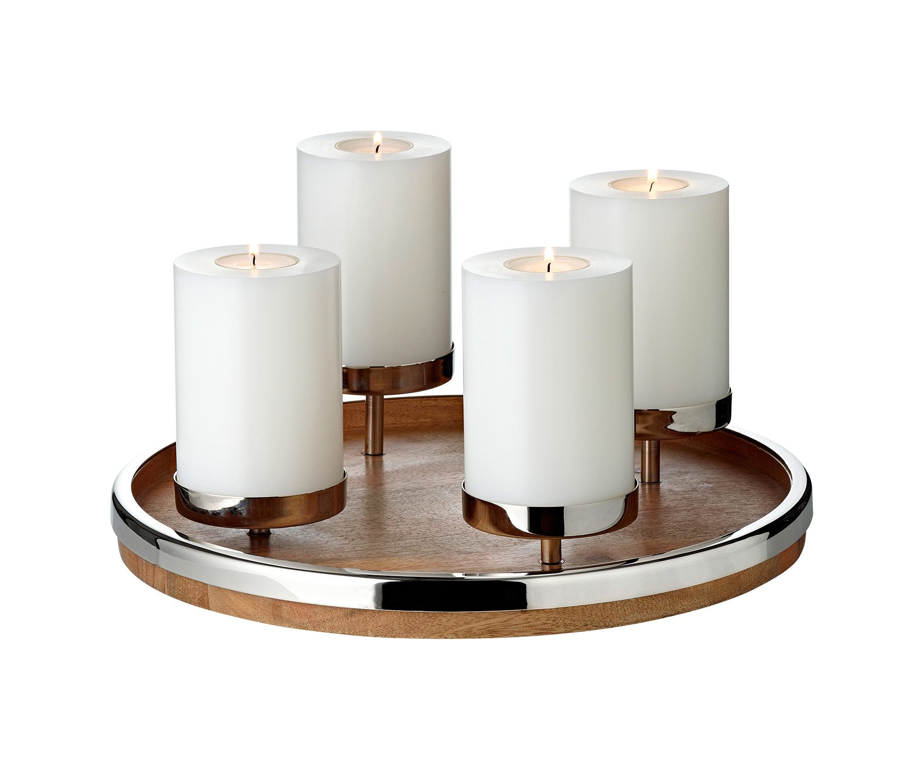 EDZARD Adventskranz Lani, (34 cm), Mangoholz mit Edelstahlrand