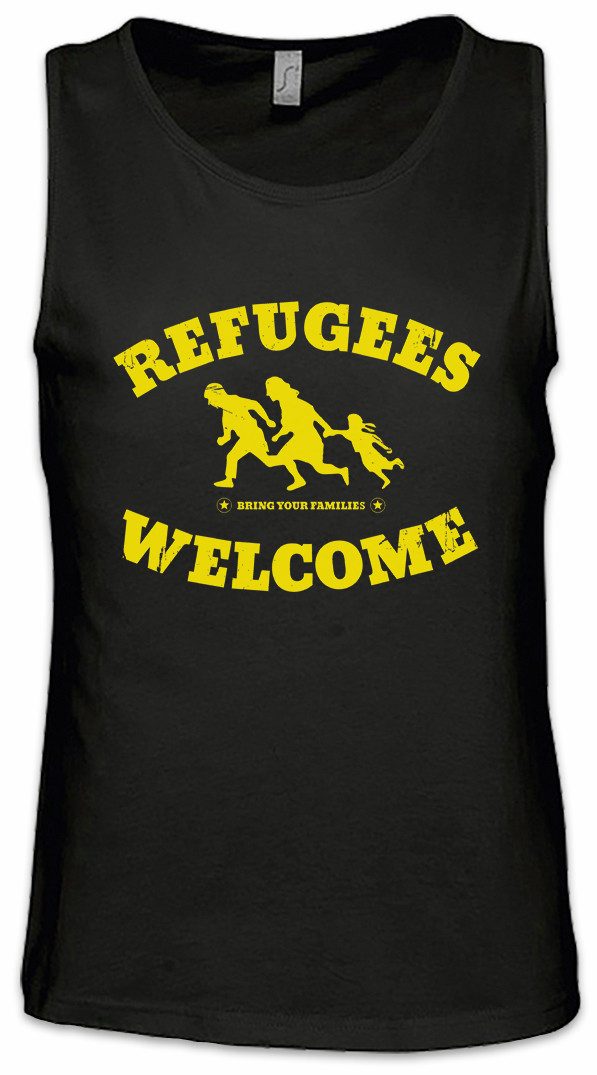 Tanktop Refugees Welcome Ärmelloses T-Shirt Demo Pro Willkommen Flüchtlinge