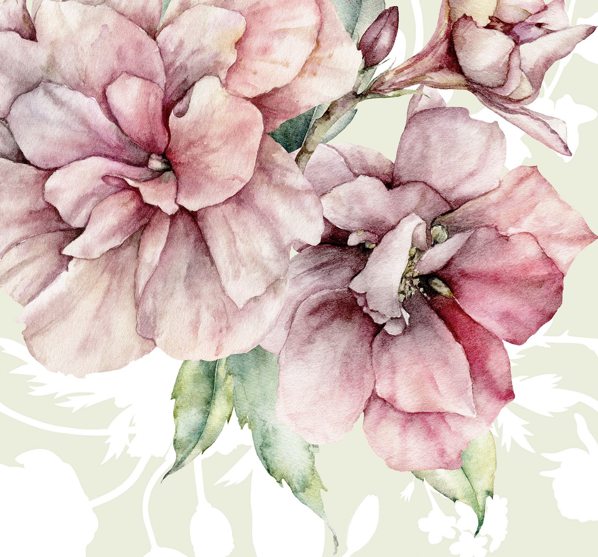 Komar Vliestapete Digitaldruck Vlies - La Flor - Größe 300 x 280 cm, glatt, bedruckt, Wohnzimmer, Schlafzimmer