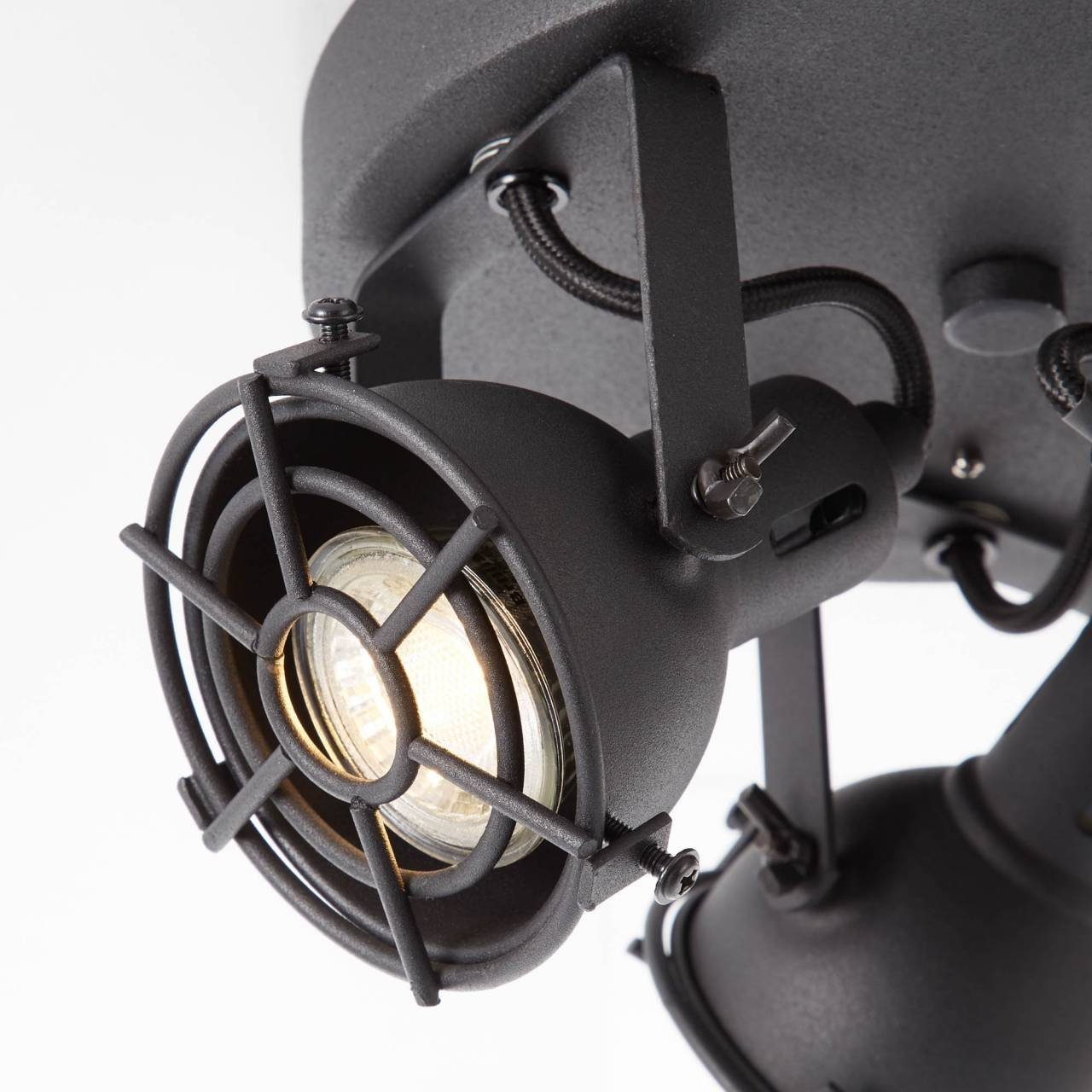 3x schwarz Spotrondell Jesper, LED-PAR51, korund Jesper GU10 Deckenleuchte 3000K, Brilliant Lampe 3flg LED