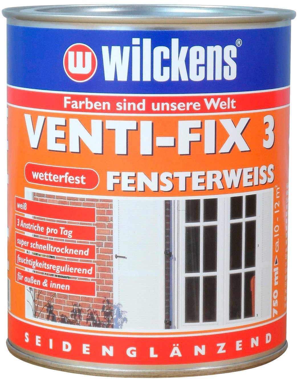 Wilckens Farben Holzschutzlasur Venti-Fix 3 Fensterweiss, langfristige Wetterbeständigkeit