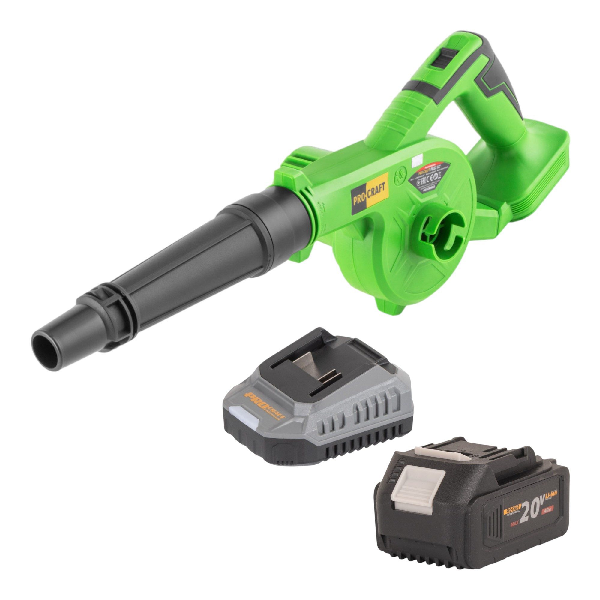 PRO CRAFT Akku-Laubbläser Procraft PB22bb Akku Laubbläser 20 V + 1x Akku 4,0 Ah + Ladegerät