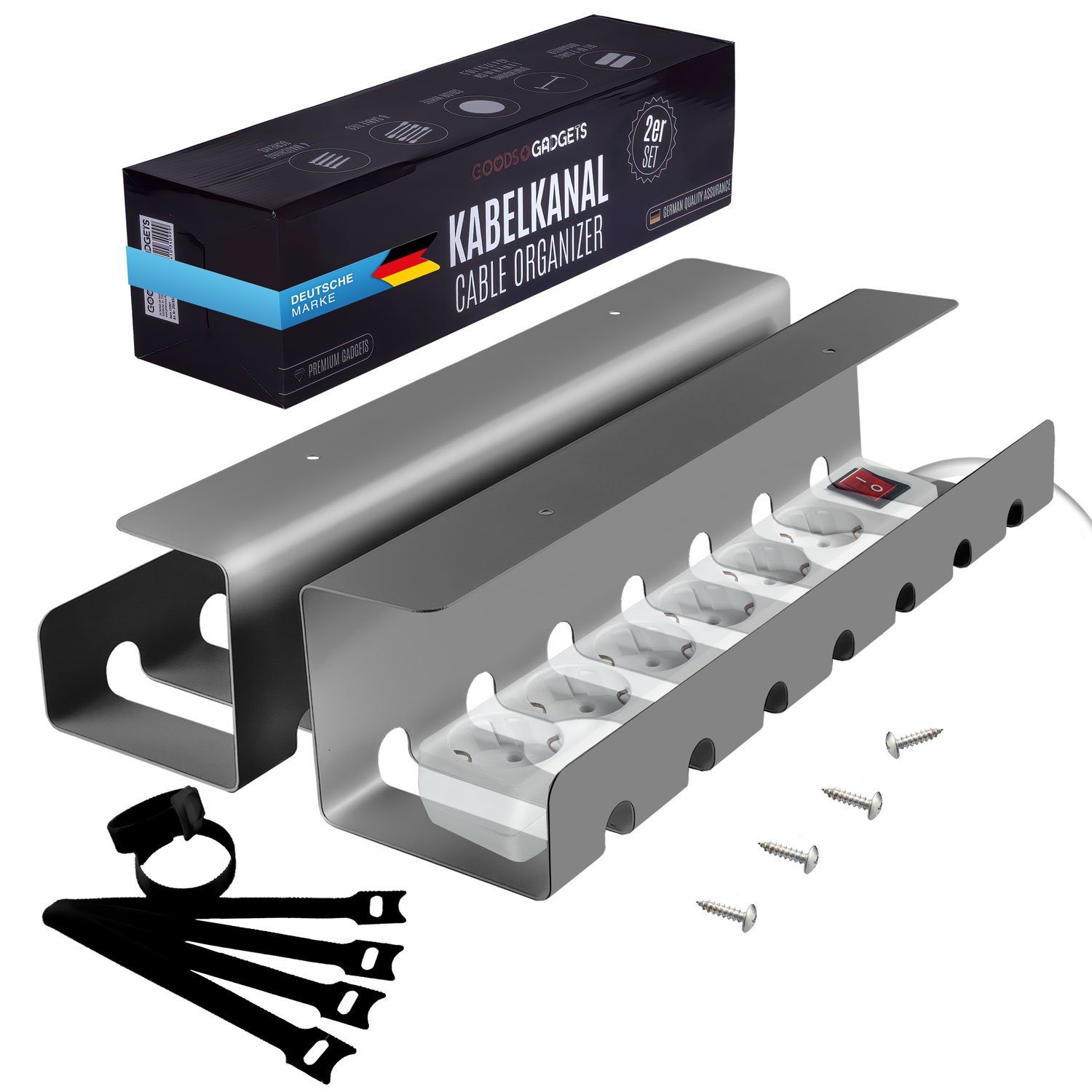 Goods+Gadgets Kabelkanal Goods+Gadgets Kabelkanal – Kabelmanagement Schreibtisch & Kabelhalter (Kabelhalter, Kabelwanne, Kabelkorb, 2-St)