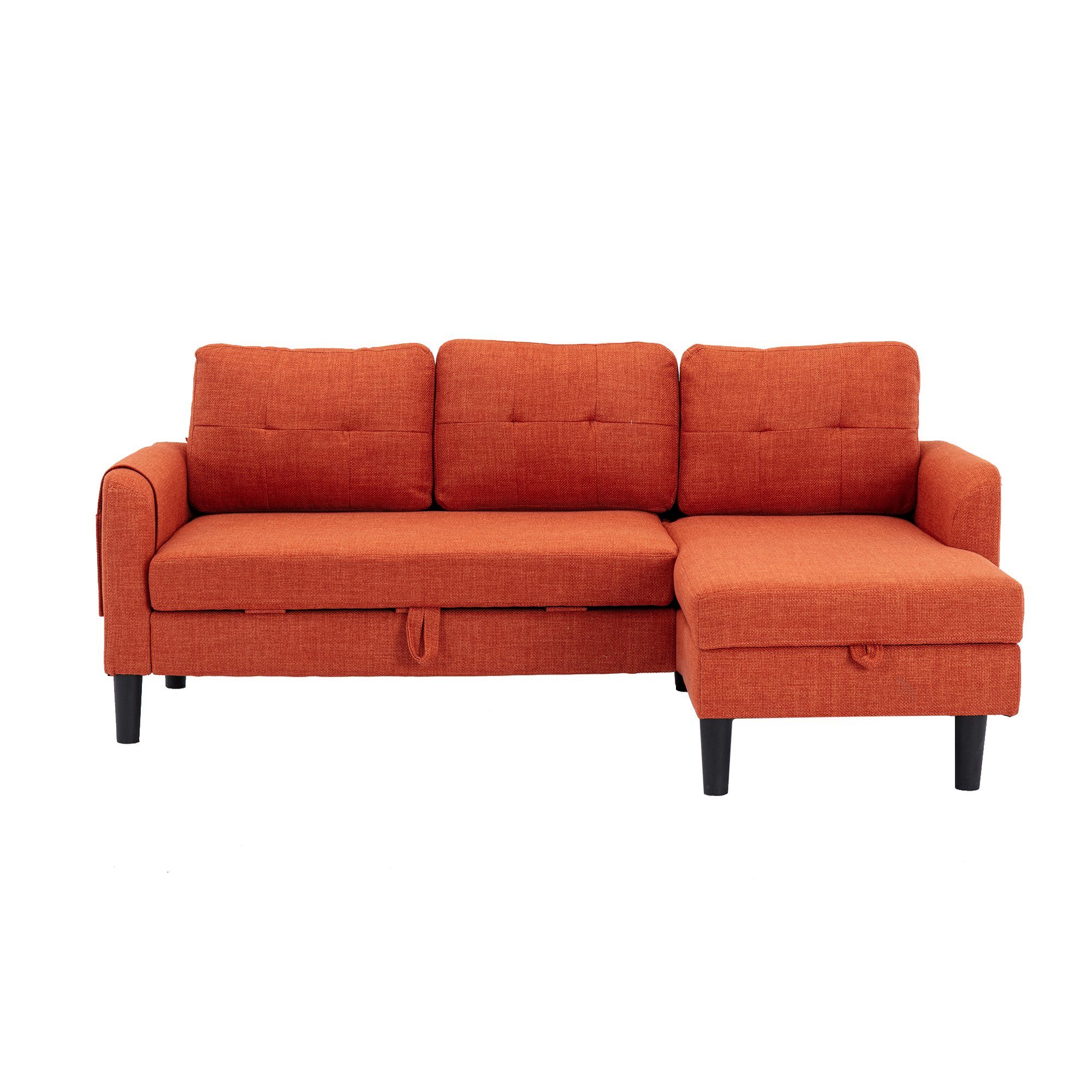 Celya Stauraum mit Sektionssofa Schlafsofa, Chaise Ecksofa Sektionssofa Orange