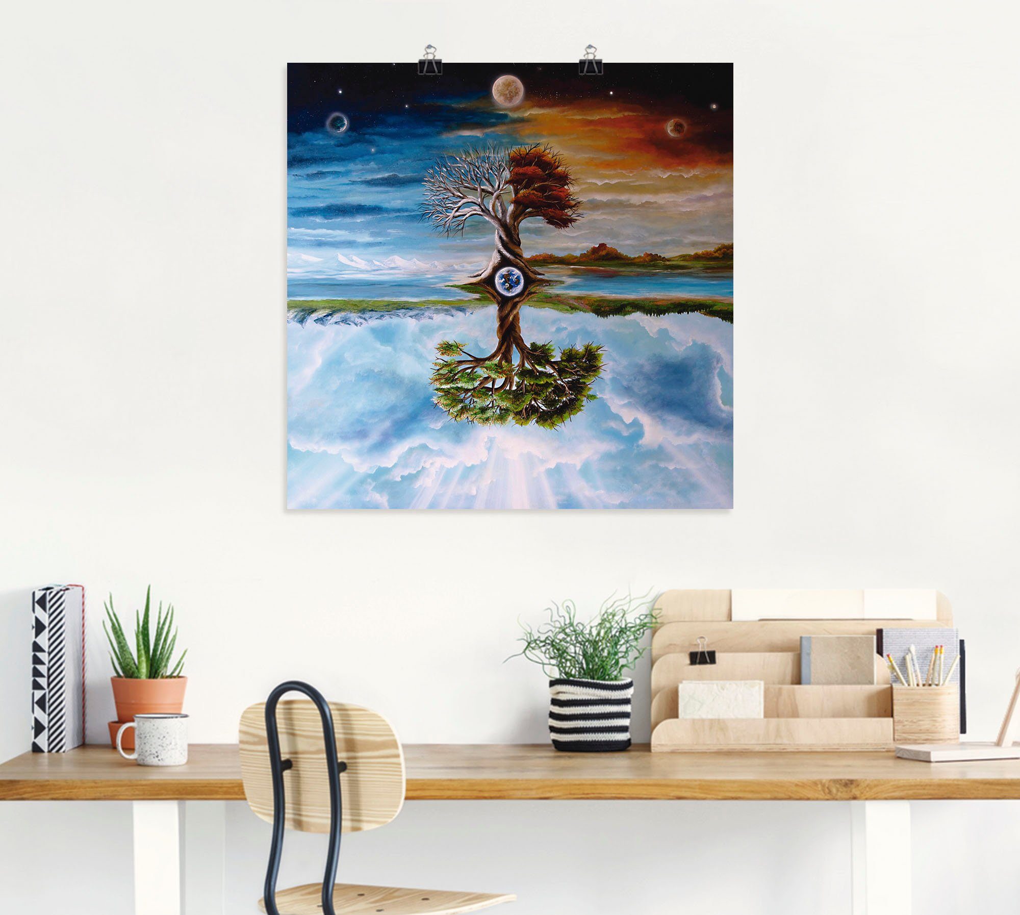 Jahreszeitenbaum, oder Poster als Vier Alubild, versch. Wandaufkleber Leinwandbild, Größen Jahreszeiten in (1 Wandbild St), Artland