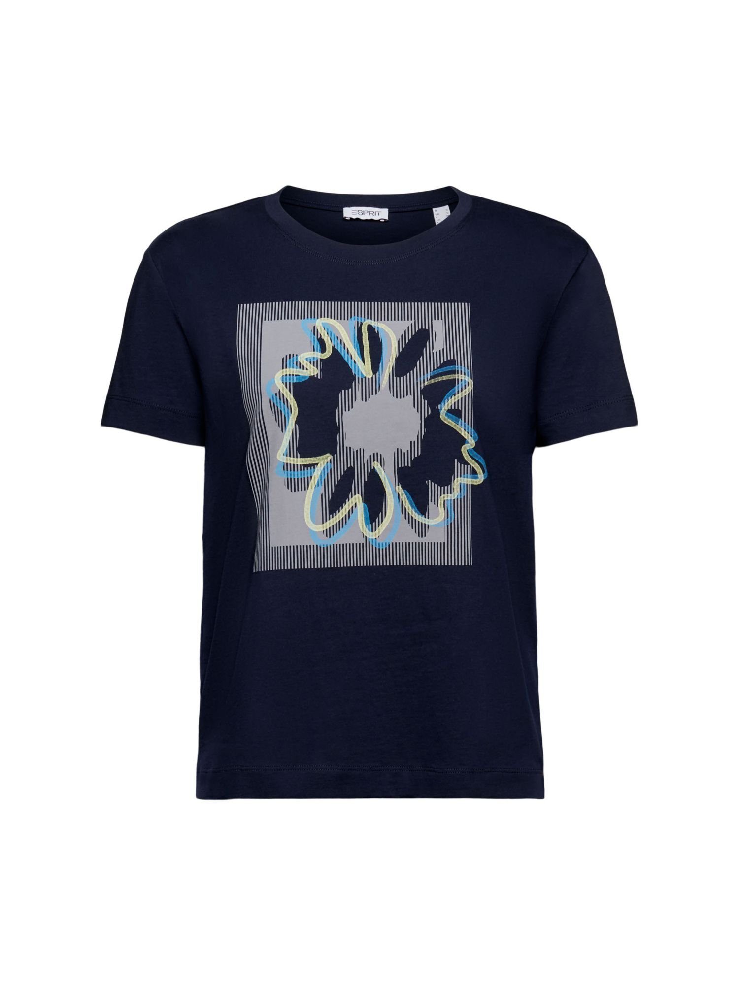 Esprit T-Shirt Jersey-T-Shirt mit Print vorne (1-tlg) NAVY