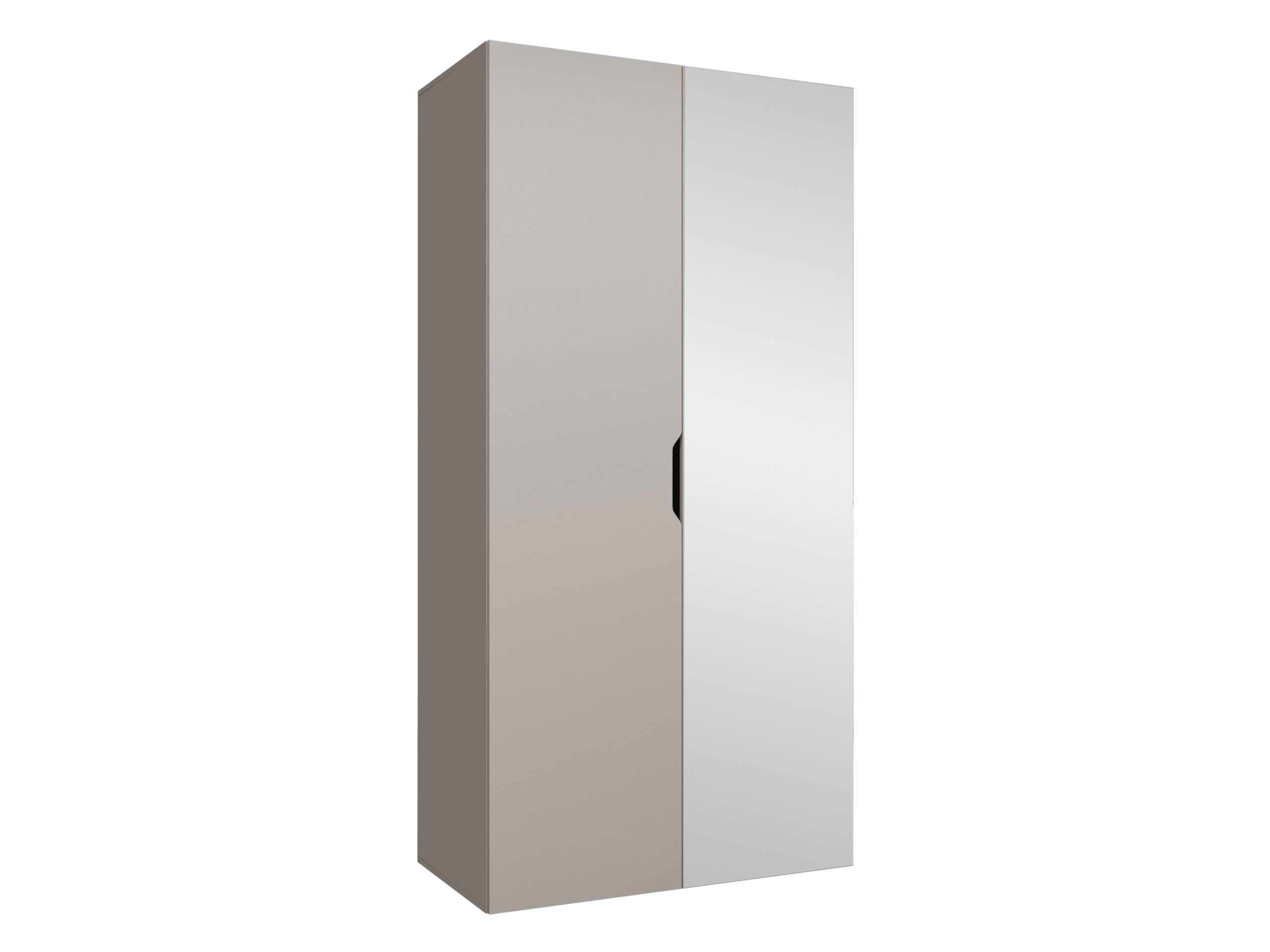 MIRJAN24 Kleiderschrank Malaga 100 mit Frontspiegel (mit zwei Drehtüren) Kleiderstange, 100x52x202 cm