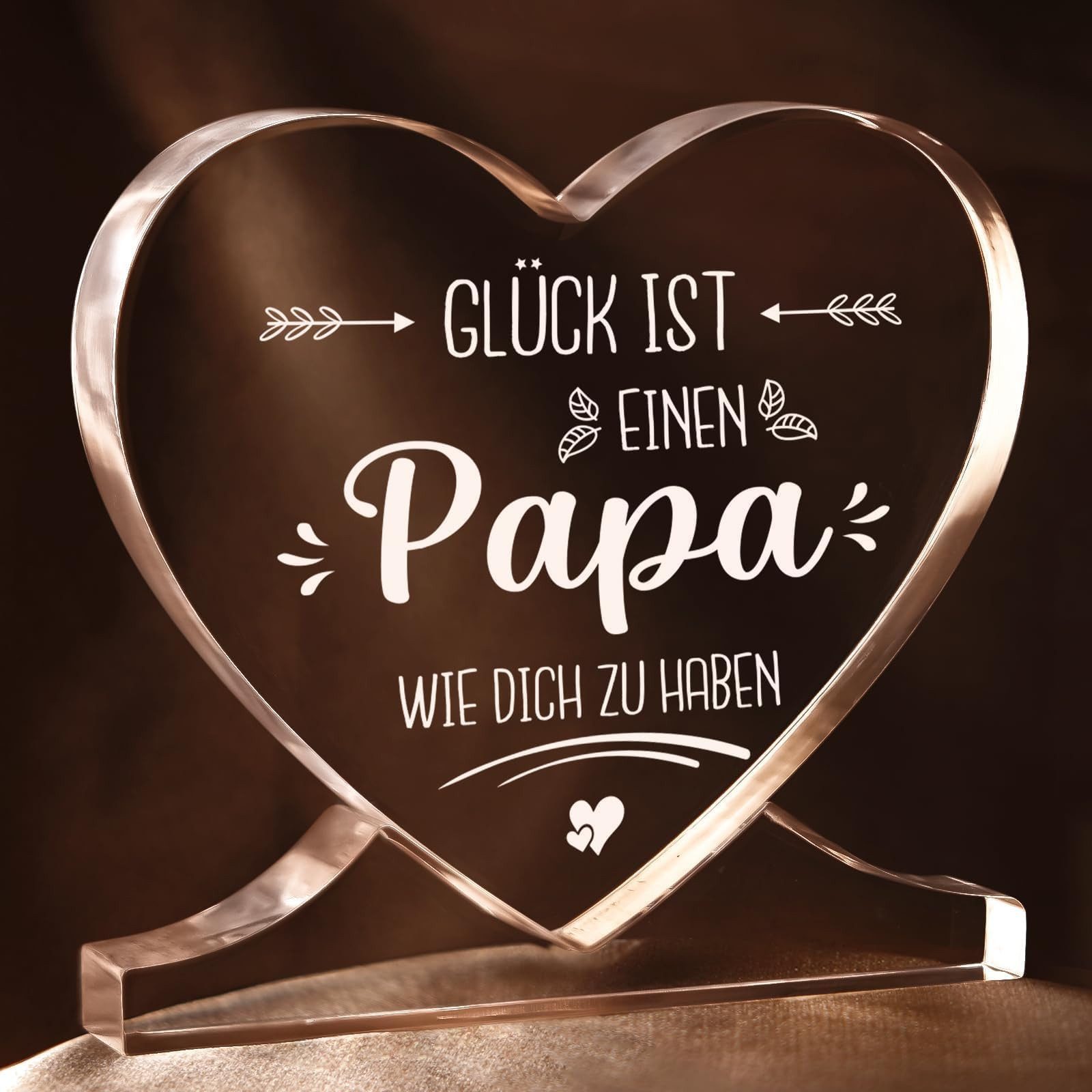 FOUORTUNATE-BEE Dekoobjekt Geschenke für Papa Herzförmiges Acryl Heimatdekoration (Papa Geschenk Weihnachten oder Geburtstag)