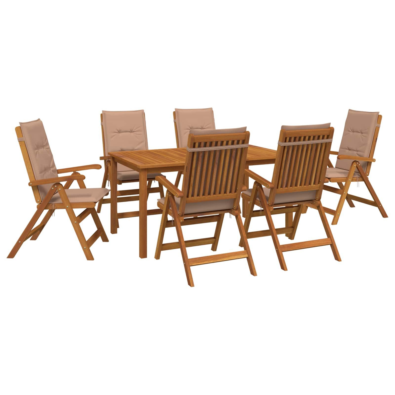 vidaXL Gartenlounge-Set 7-teiliges Garten Essset Natur Massivholz