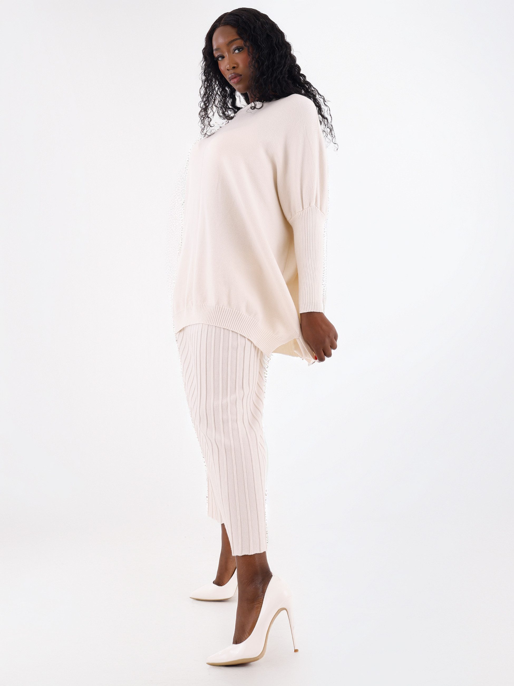 YC Fashion & Style Rundhalspullover Feinstrick-Oversize-Pullover mit Rippde günstig online kaufen