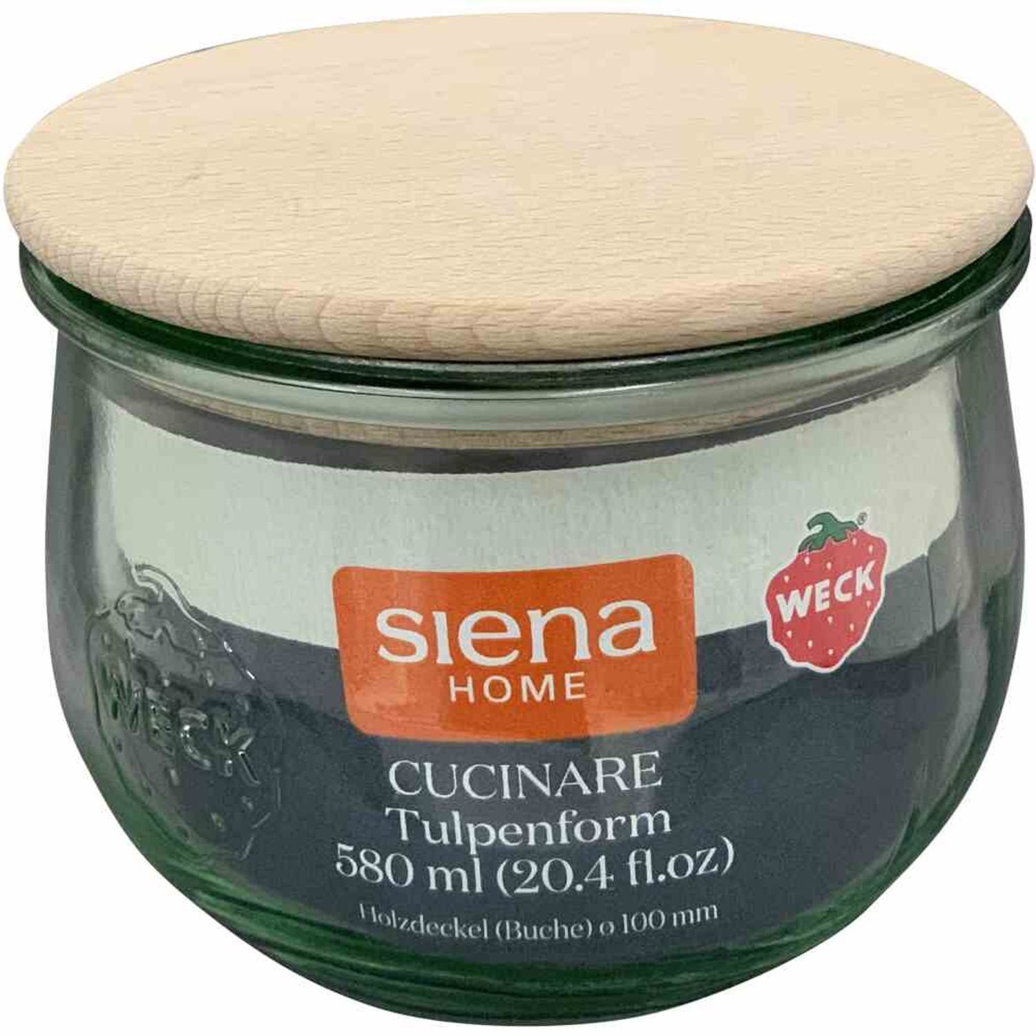 Siena Home Vorratsdose Tulpe-Glas "Cucinare" HD 580 ml Weck-Glas, Buchenholz, Glas