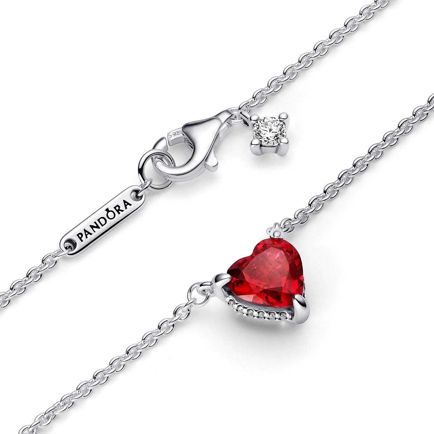 Pandora Herzkette 392542C01-45, für Damen Silber 925 Collier Funkelndes Herz