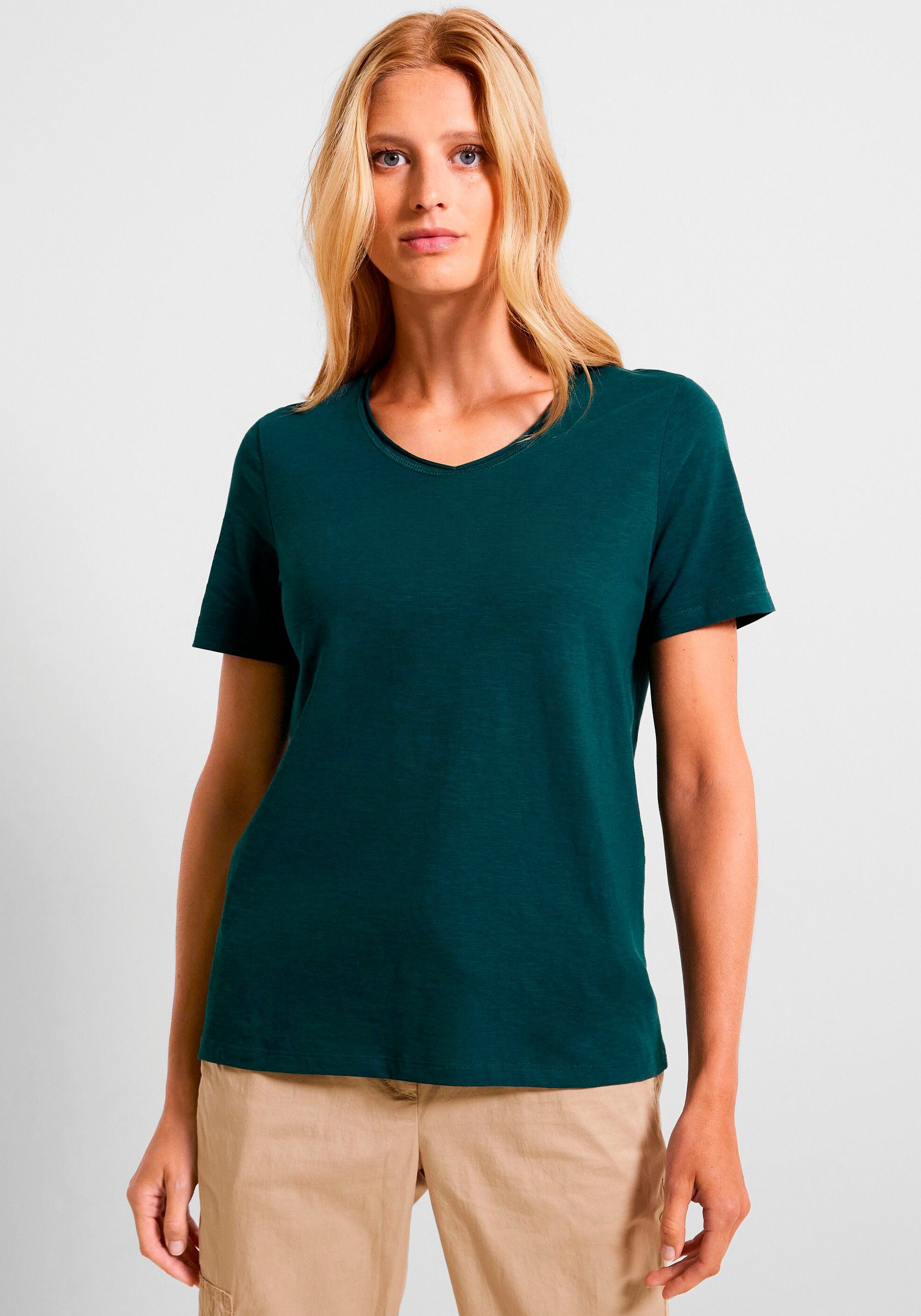 Cecil T-Shirt im Basic-Style deep green | V-Shirts