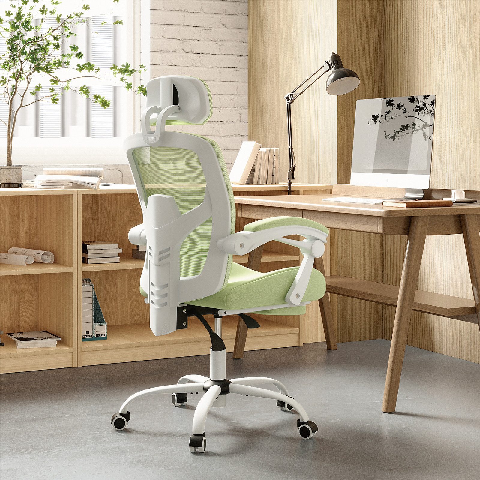 ANYSUN Gaming-Stuhl Bürostuhl ergonomischer Stuhl Atmungsaktiver Netzbezug mit Fußstütze, Schreibtischstuhl mit Lendenwirbelstütze und höhenverstellbar
