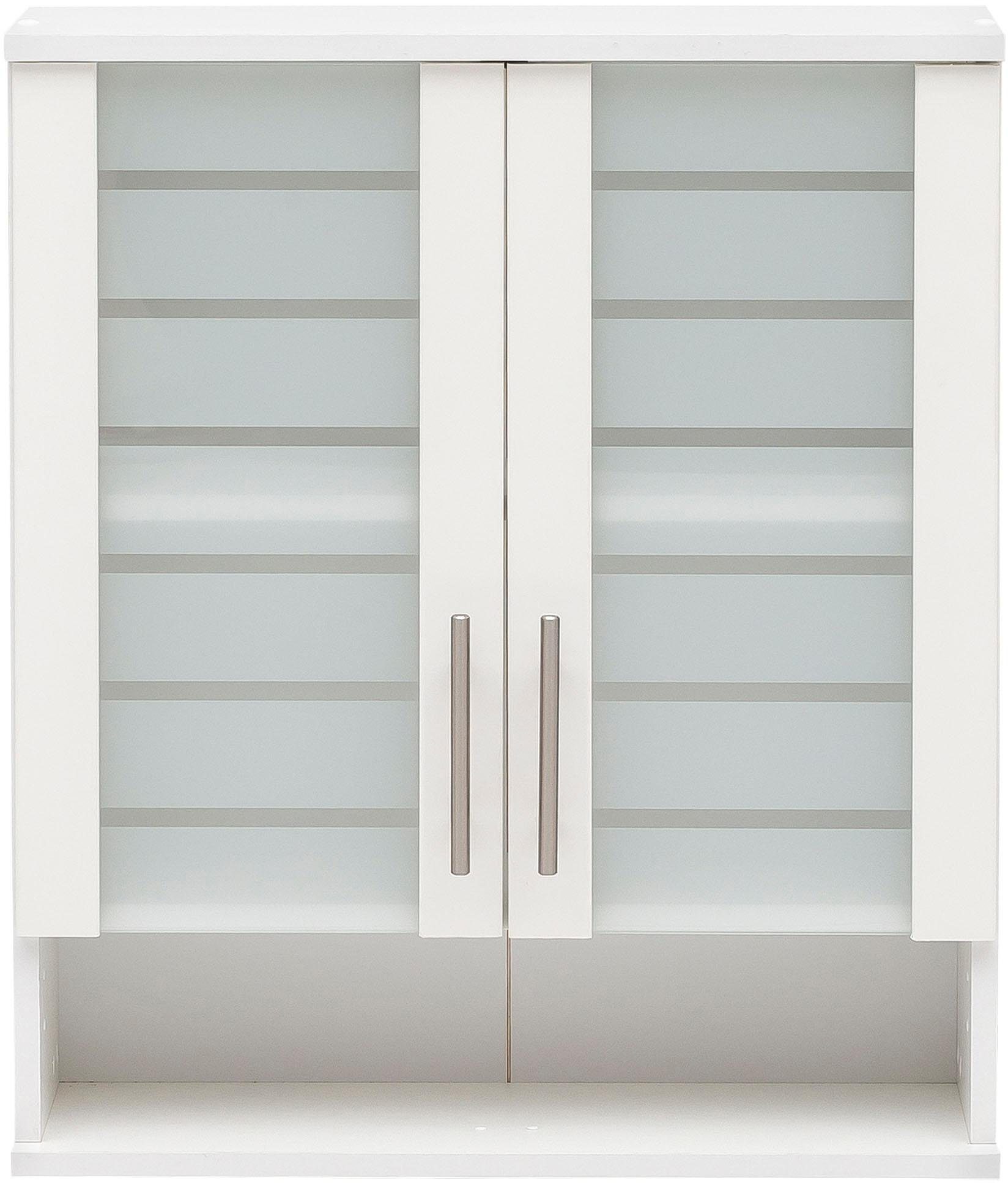 Schildmeyer Hängeschrank Nikosia Breite hochwertige weiß weiß 60 Glastüren, matt Metallgriffe mit | MDF-Fronten, cm
