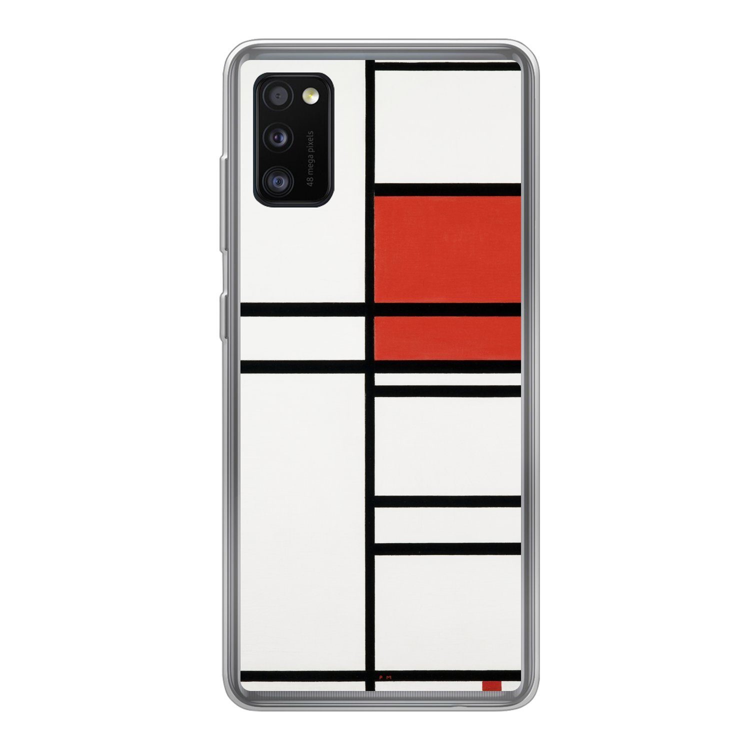 MuchoWow Handyhülle für Samsung Galaxy A41 Komposition mit Rot und Weiß - Piet Mondrian, Smartphone-Bumper, Print, Handy Schutzhülle Dünn