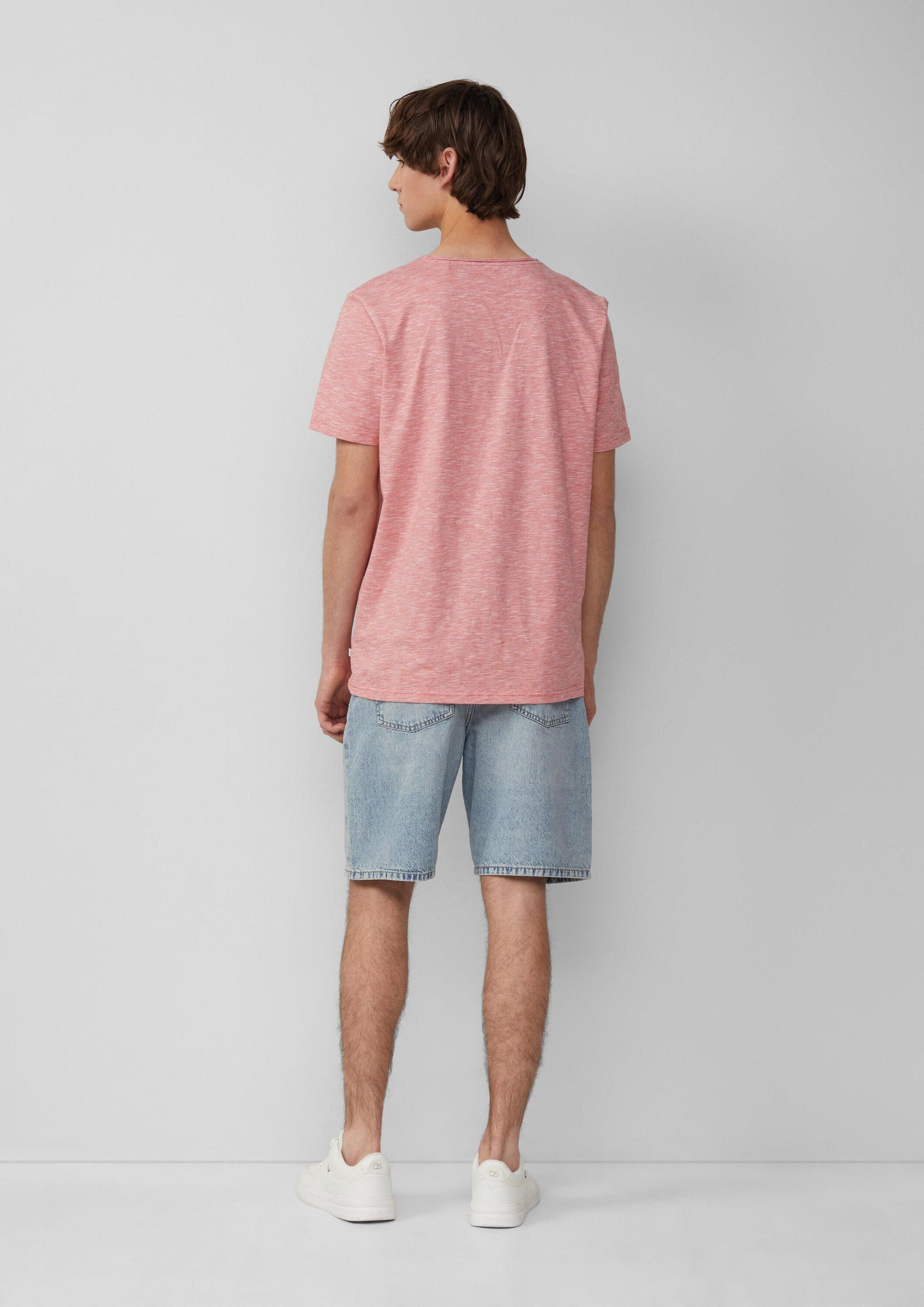 QS Kurzarmshirt T-Shirt T-Shirt in Melange mit Rollkante