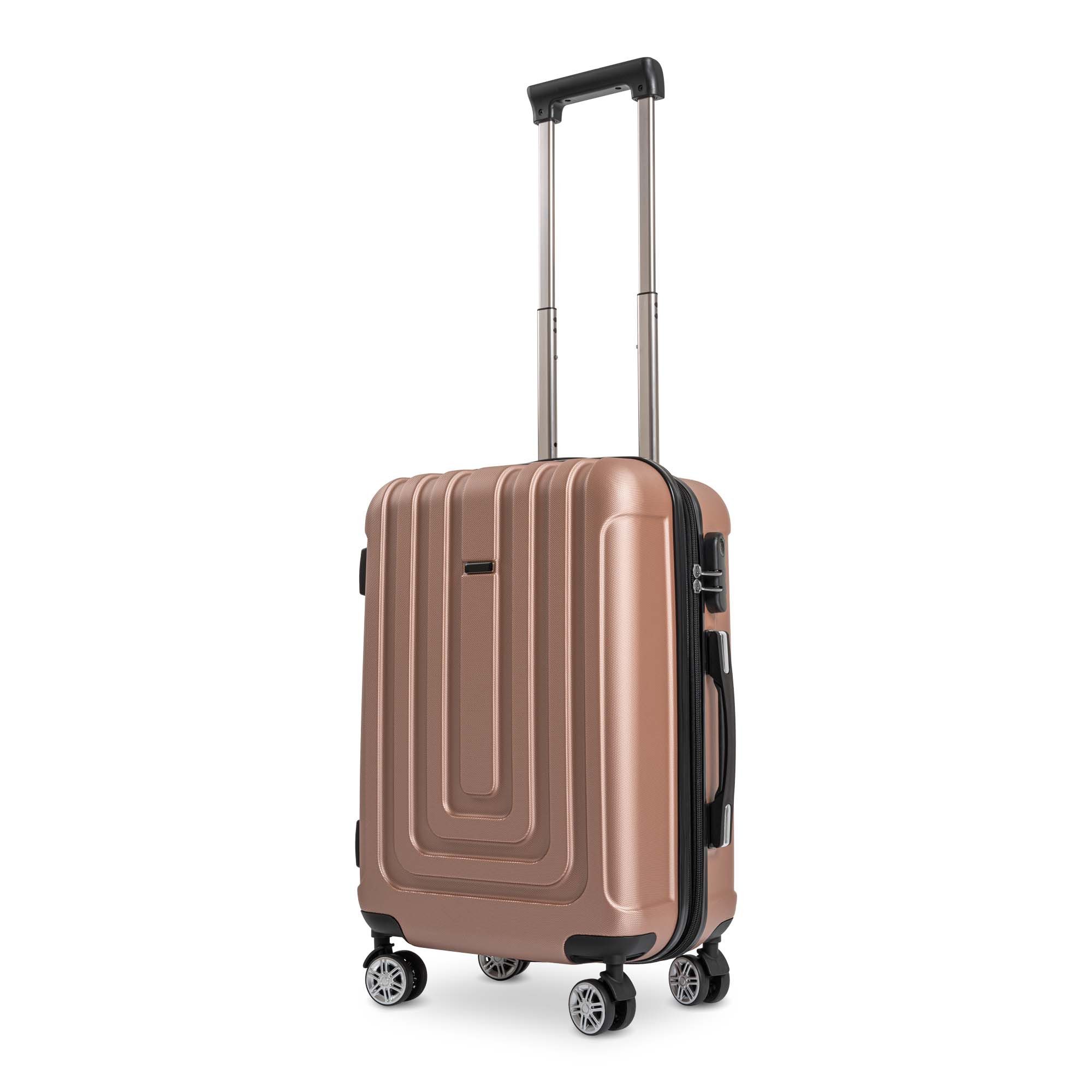 Sparsando Hartschalen-Trolley Hartschalen-Trolley 50cm Handgepäck Reisetrolley TSA Nummern-Schloss, 4 x 360° Zwillings - Rollen, Handgepäck, Kabinenkoffer, Hartschalenkoffer, Kabinentrolley, Rose Gold