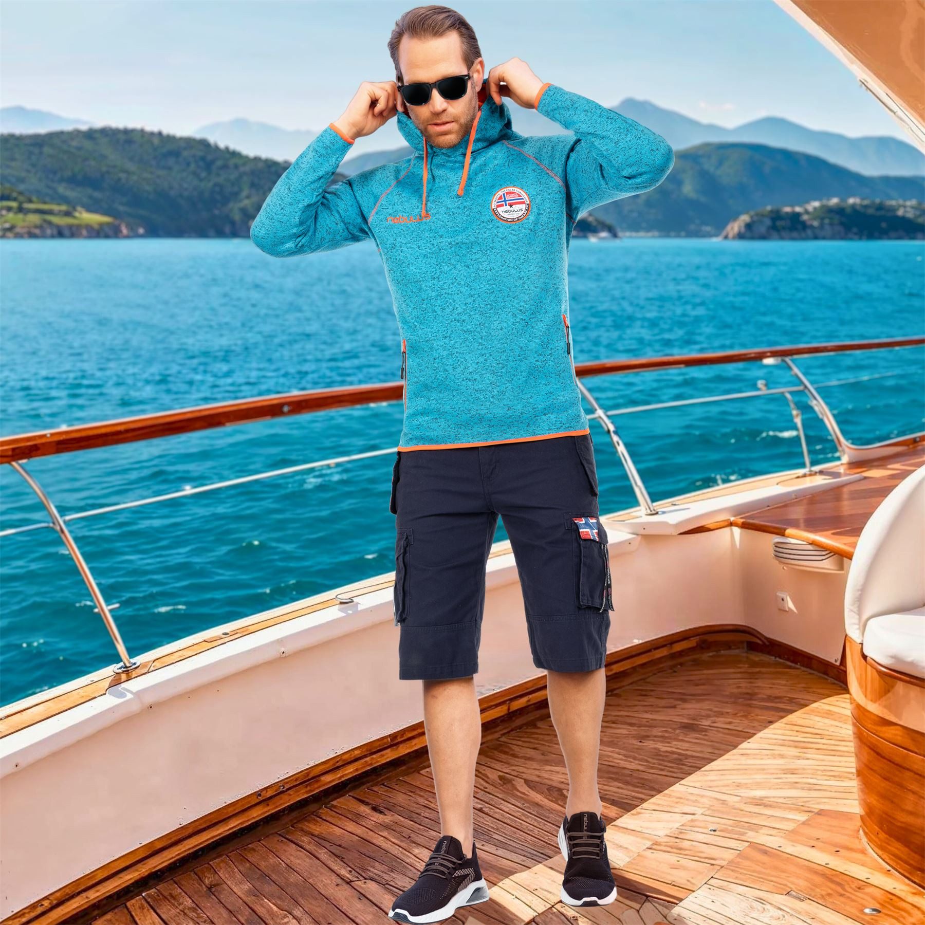 Nebulus Hoodie MILL, P5127 - Herren, türkis, XXL