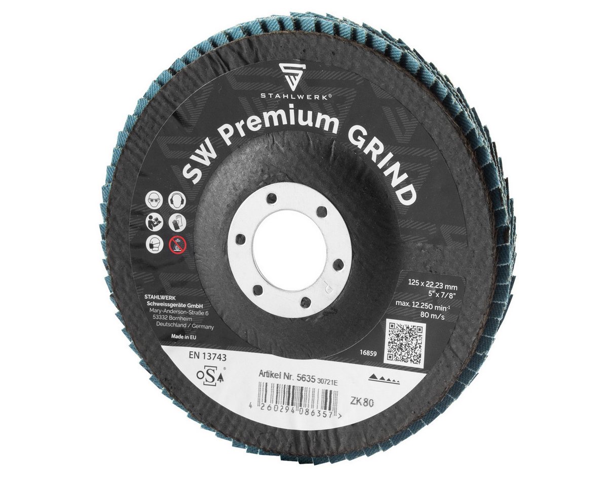 Thumbnail - STAHLWERK Schleifscheibe GRIND P80 Fächerschleifscheibe, (Packung, 10 St., Set)