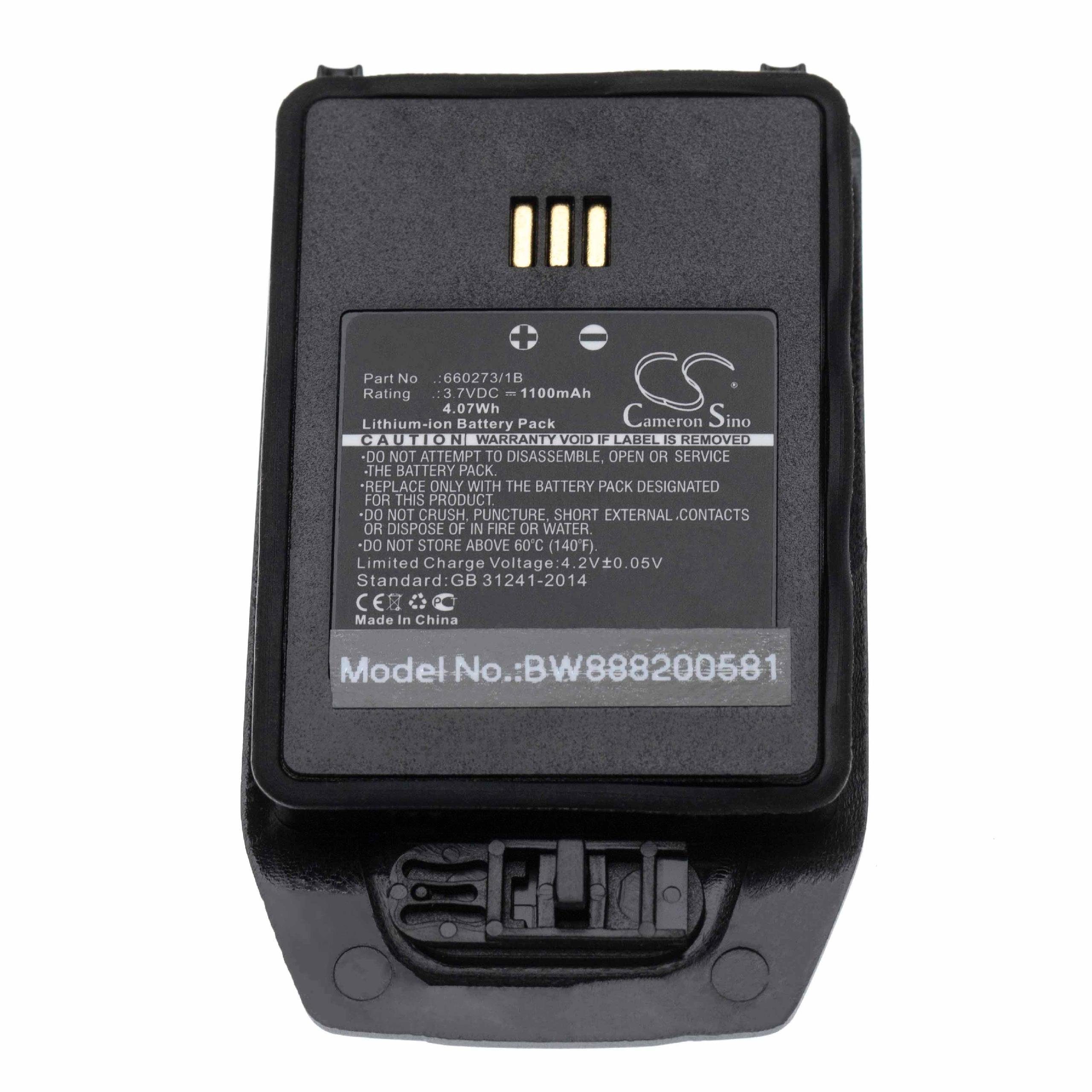 vhbw kompatibel (3,7 mAh Ascom Handy-Akku 1100 DH5, 660273 V) DH5-AABAAA/2E, Li-Ion mit D81