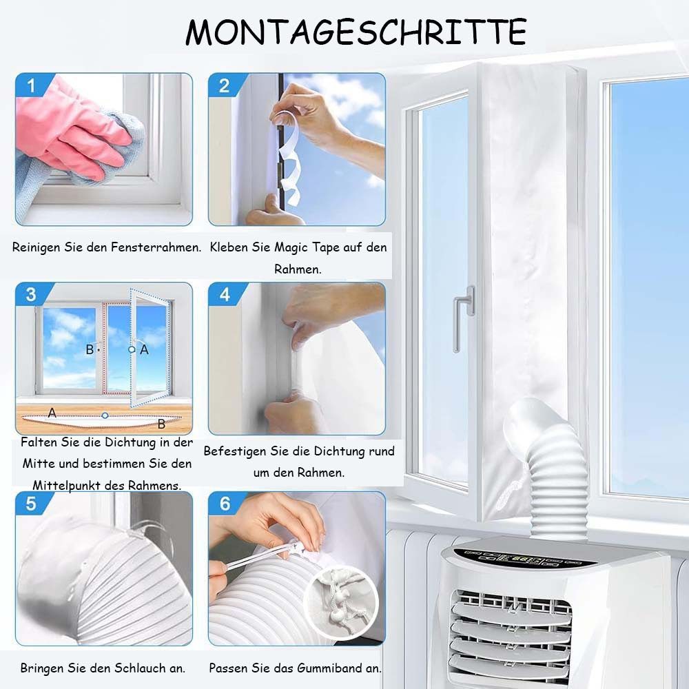 Diwzbyn Türdichtband Fensterabdichtung für Mobile Klimaanlage mit Klettband