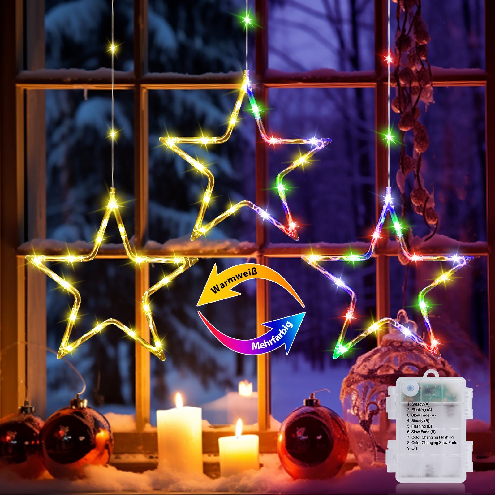 Quntis LED-Lichterkette 60/80/120cm LED-Lichtervorhang für fenster günstig online kaufen