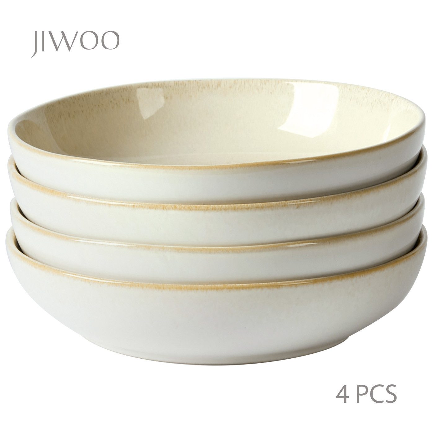 JIWOO Суповая тарелка 4er,Ø22cm,Frühstücksteller,Pastateller,Vorspeisenteller,Dessertteller, (4 St), Keramik,Mikrowellen-und spülmaschinenfest,Glänzende Reaktivglasur