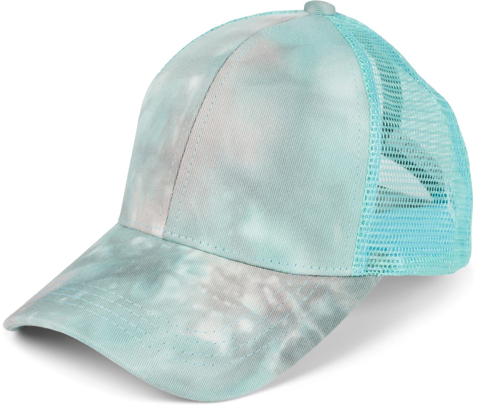 styleBREAKER mit Mesh Cap Ponytail Baseball Grau-Türkis Cap (1-St) Batik Baseball Einsatz