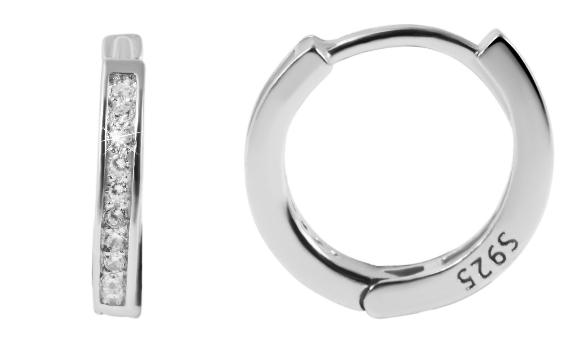 Adelia´s Klappcreolen Ohrringe – Klappcreole aus 925 Silber mit Zirkonia, Ein kleines Geschenk mit großer Wirkung