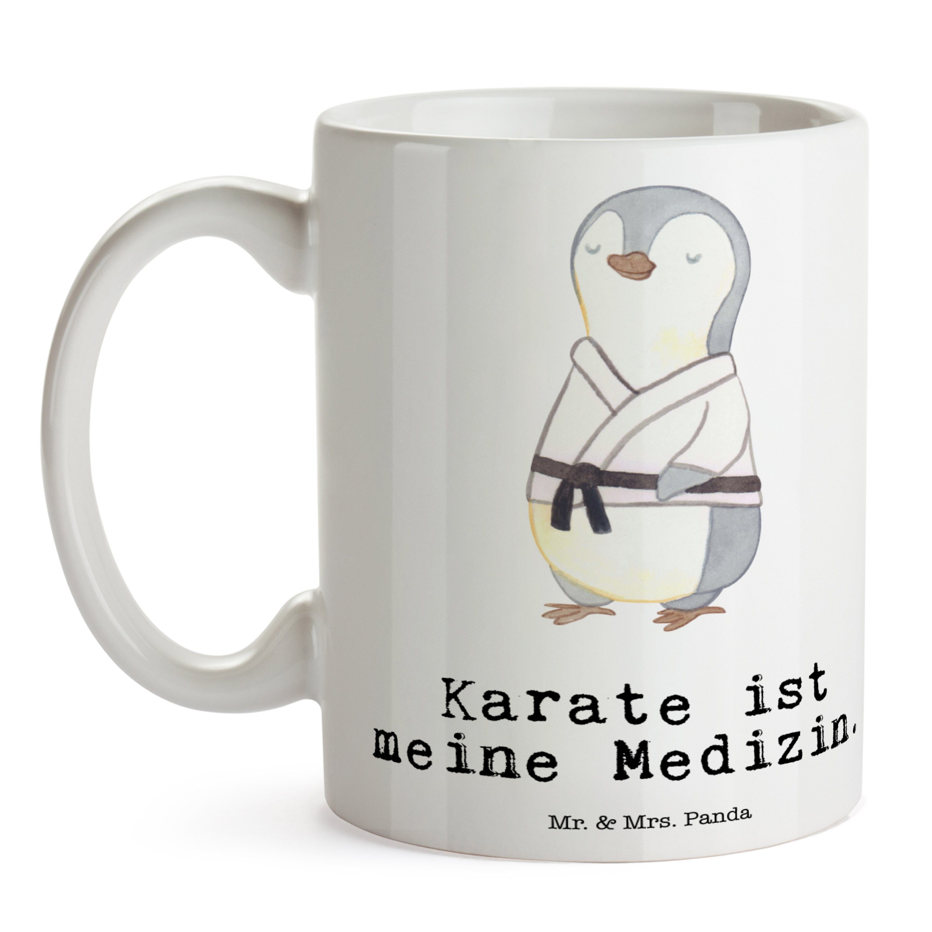 Geschenk, Weiß Mr. Keramik Medizin Panda & - Pinguin Kampfkunst, Tasse Karate Mrs. K, - Keramiktasse,