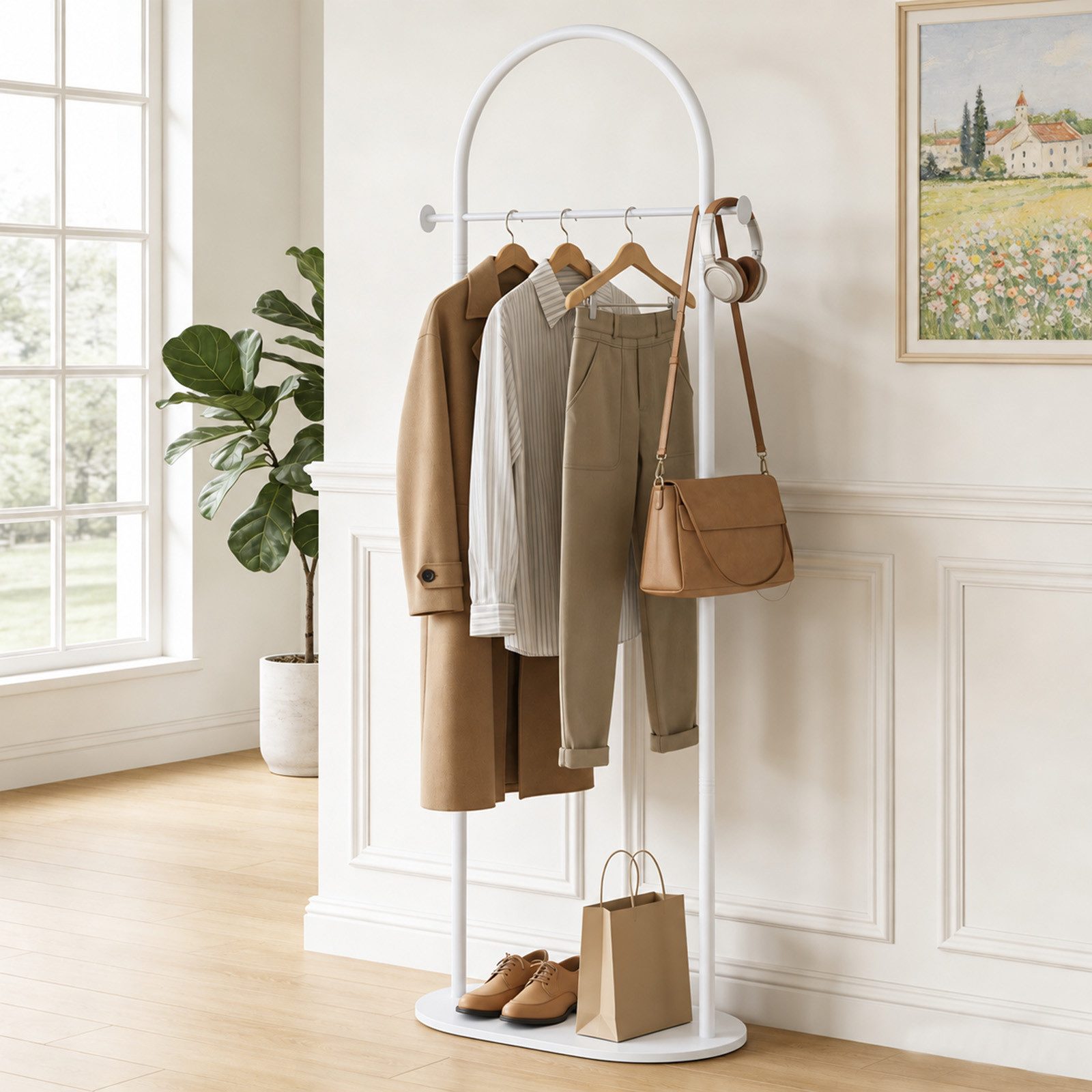 JOYOLEDER Garderobenständer 170 cm mit 2 Haken, Kleiderständer Stabiler, Garderobenständer, (für Wohnzimmer Schlafzimmer Büro, Schwarz)