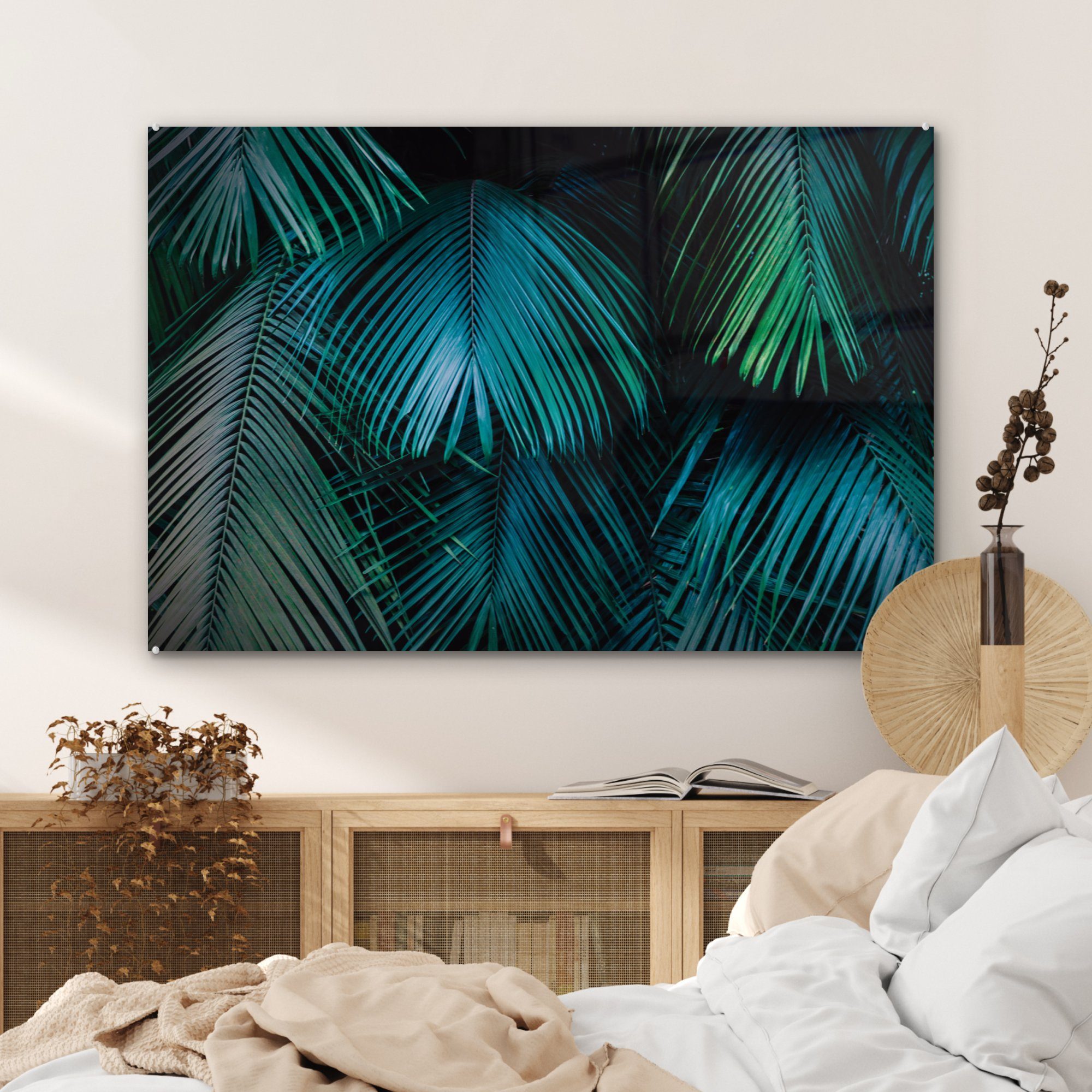 MuchoWow Acrylglasbild Dschungel (1 Blätter Schlafzimmer Grün - St), Blau, Acrylglasbilder - - & Wohnzimmer