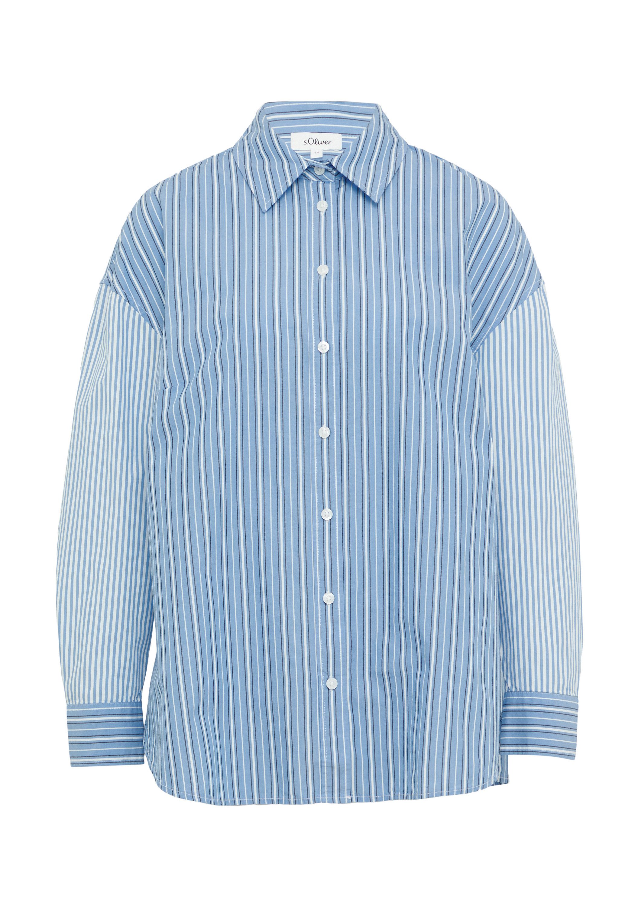 s.Oliver Langarmbluse Bluse Popeline-Bluse im Relaxed Fit mit Streifenmix