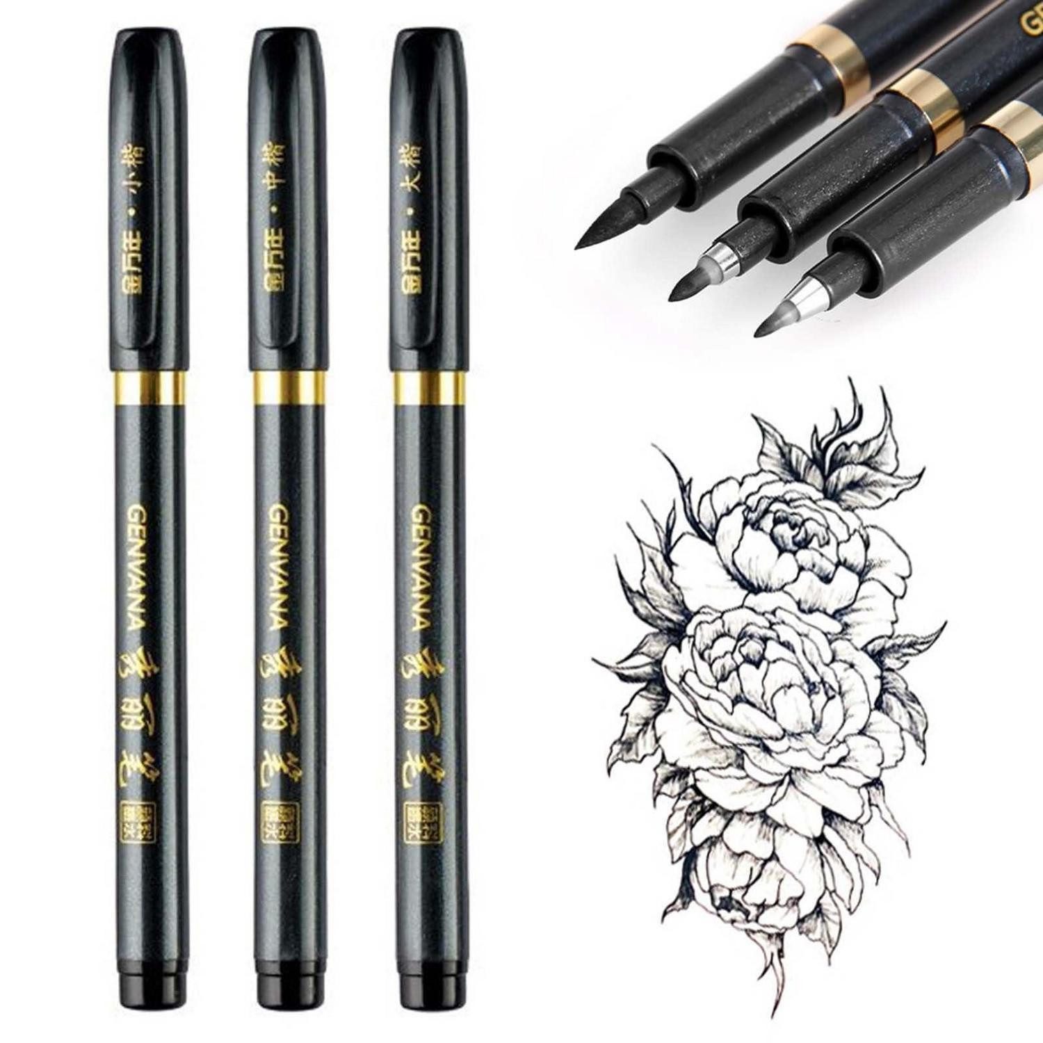LuxusKollektion Kalligraphie-Stift Kalligraphie Pinsel Stifte Set 3tlg