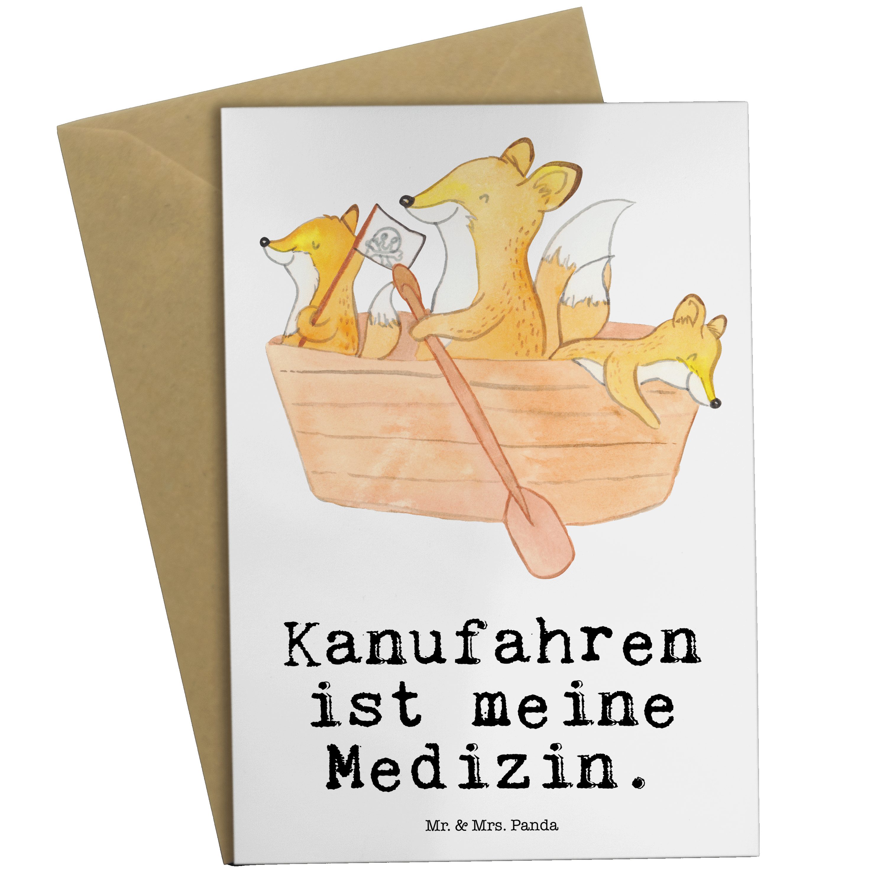 Mr. & Mrs. Panda Grußkarte Bär Kanufahren Medizin - Weiß - Geschenk, Kanutour, Geburtstagskarte